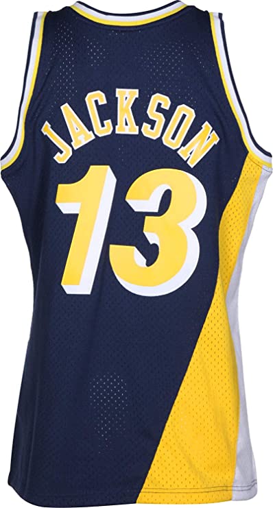 Men's Mark Jackson Indiana Pacers Mitchell & Ness 1996-97 Hardwood Classics Navy Swingman Jersey - vstockx