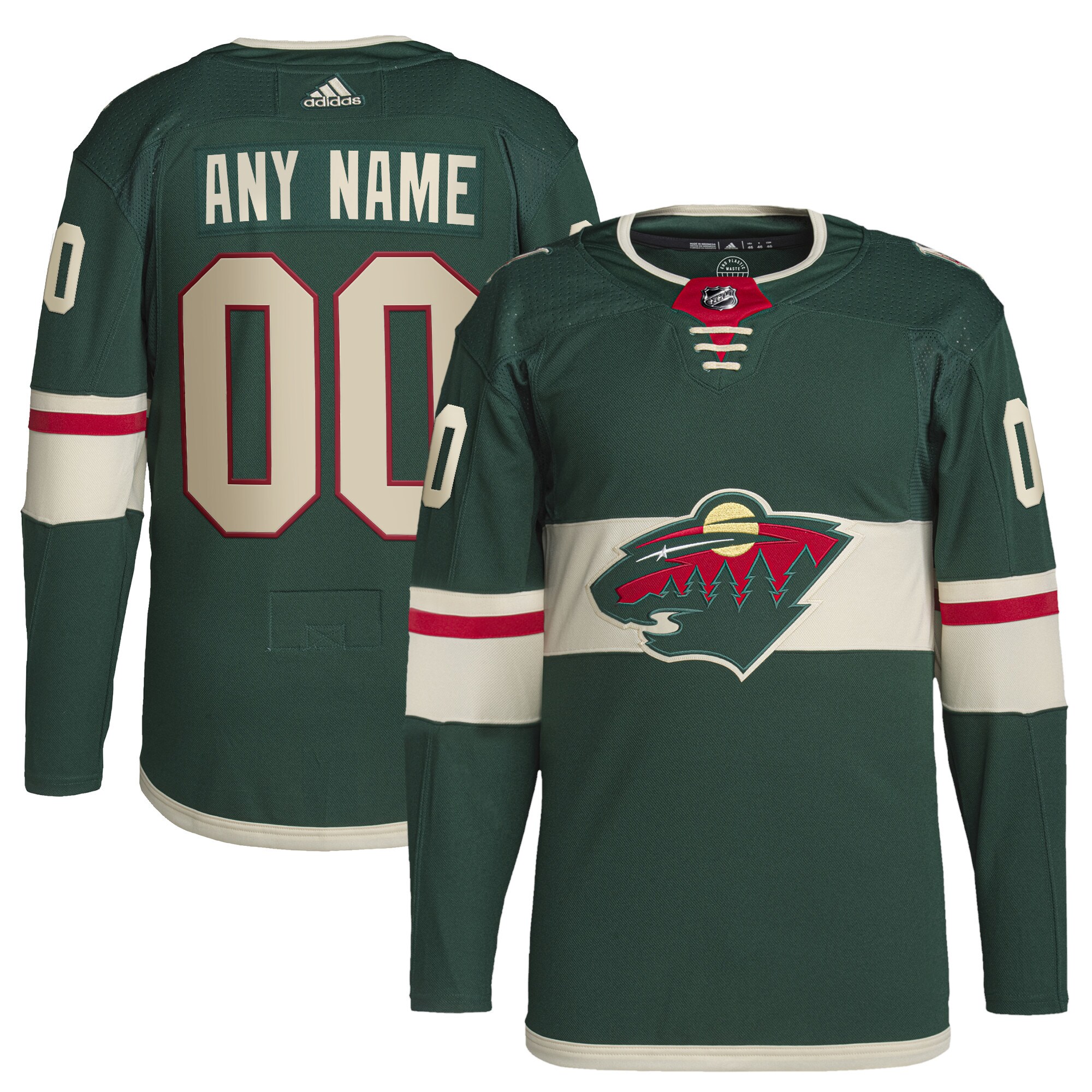 Minnesota Wild adidas Home Primegreen Authentic Pro Custom Jersey - Green - vstockx