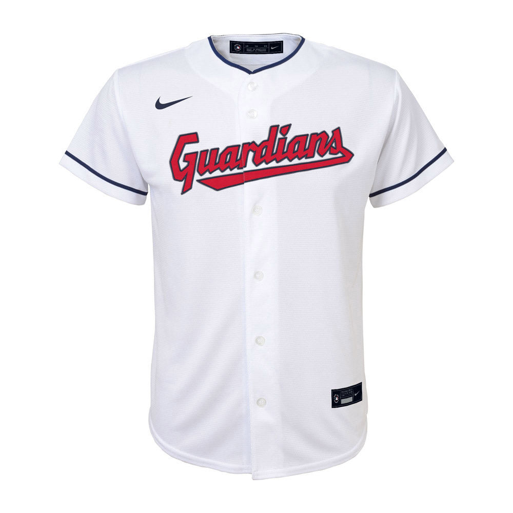 Youth Cleveland Guardians Shane Bieber Cool Base Replica Home Jersey - White - vstockx