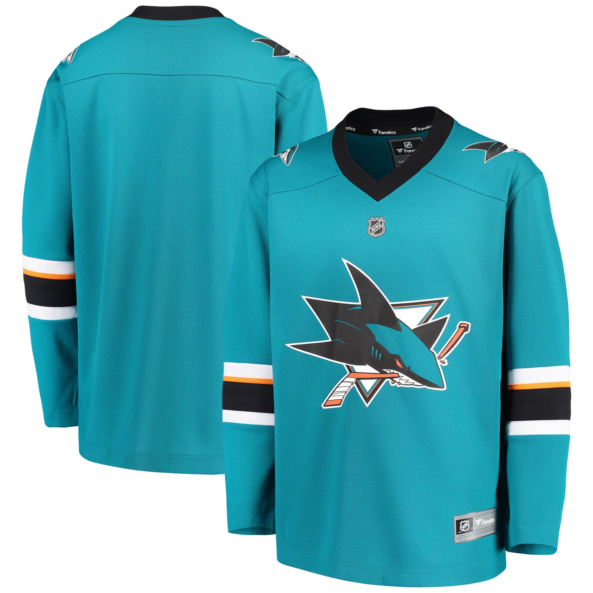 San Jose Sharks Fanatics Branded Youth Home Replica Blank Jersey - Teal - vstockx