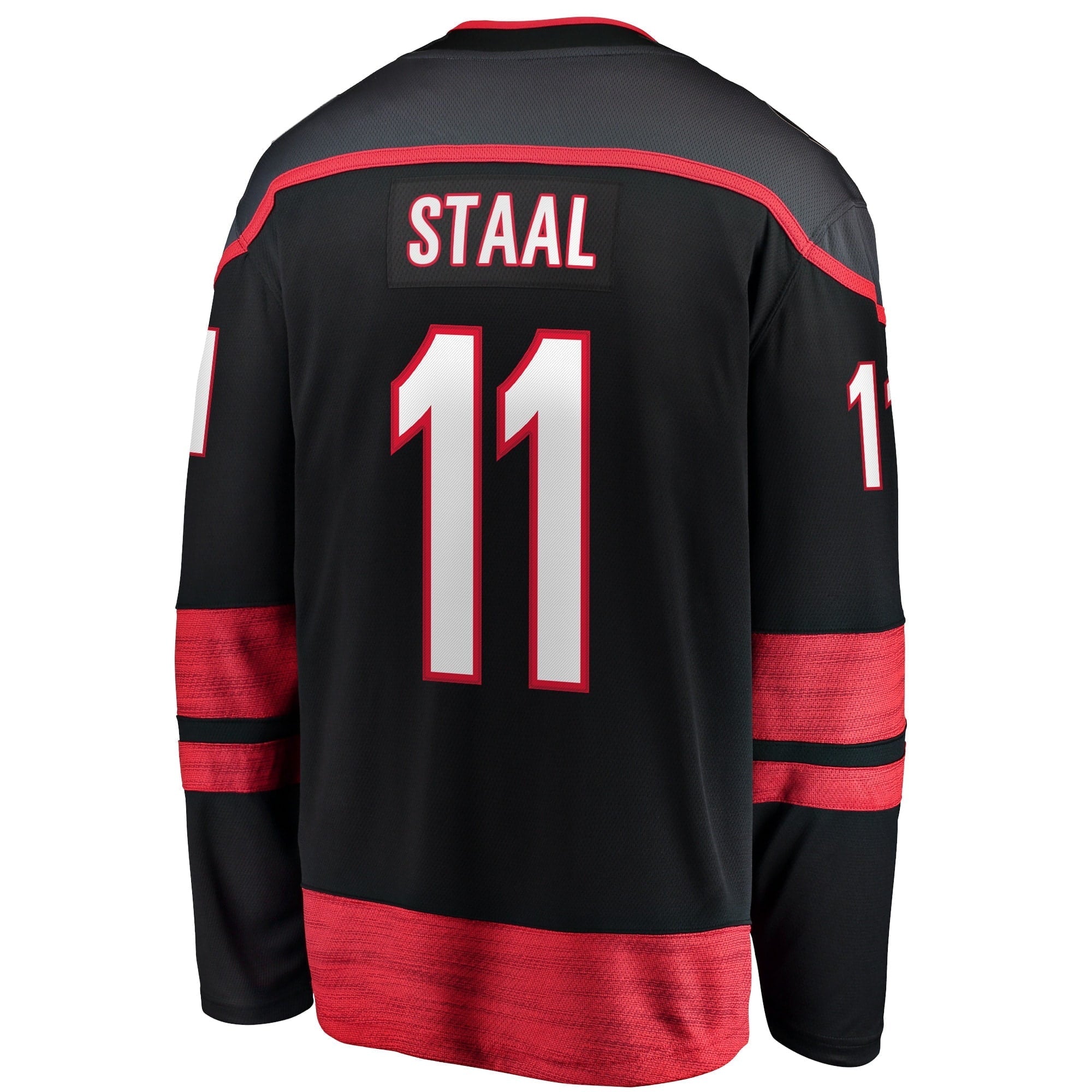 Men's Fanatics Branded Jordans Staal Black Carolina Hurricanes Home Captain Patch Breakaway Player Jersey - vstockx