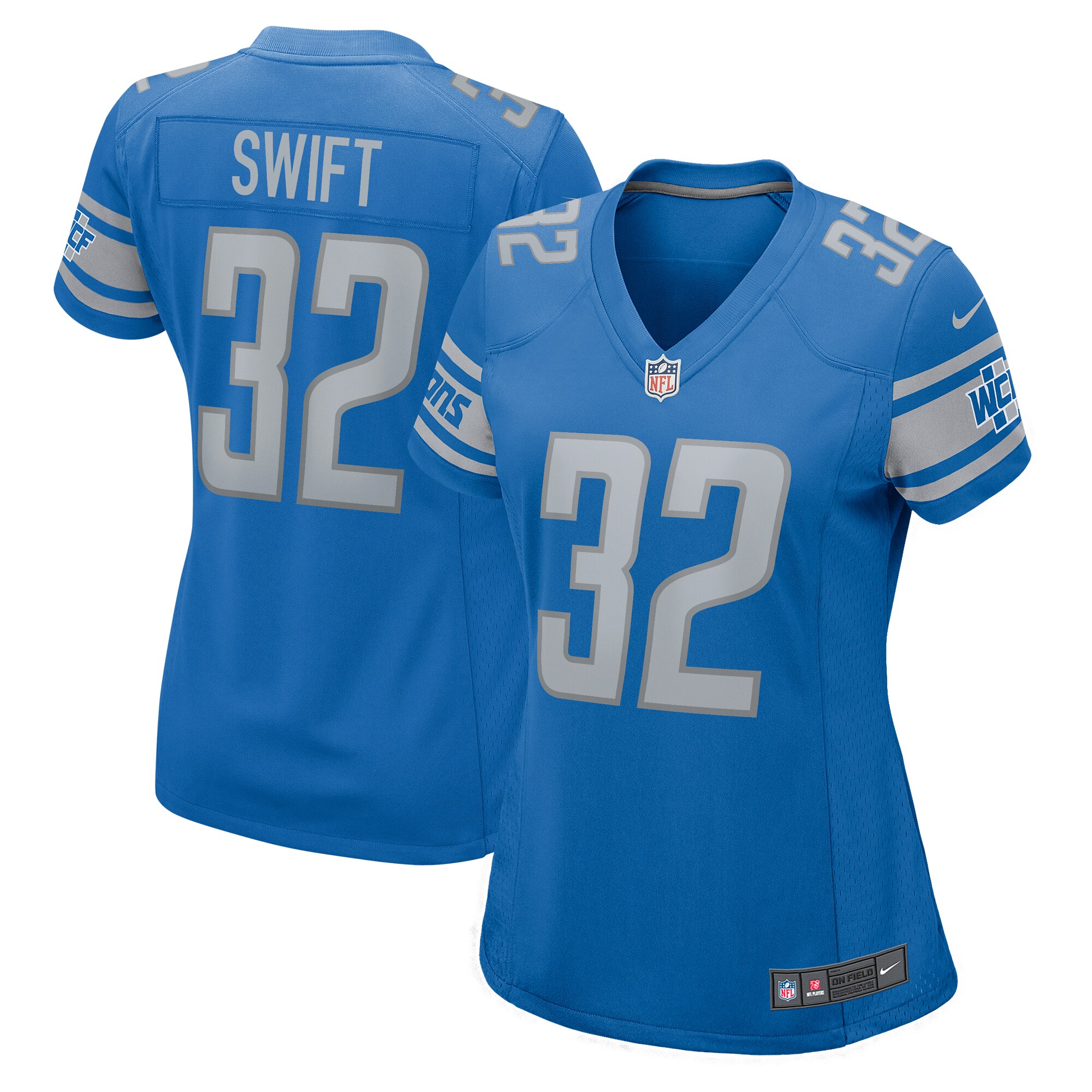 D'Andre Swift Detroit Lions Nike Women's Team Game Jersey - Blue - vstockx