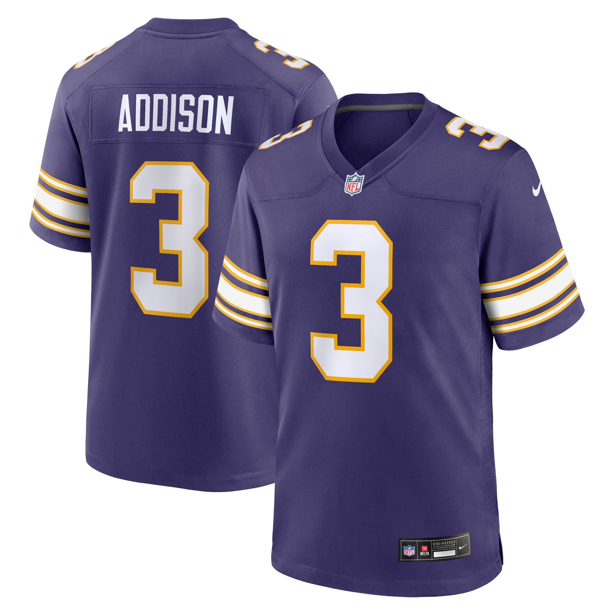Jordans Addison Minnesota Vikings Nike Classic Player Game Jersey - Purple - vstockx