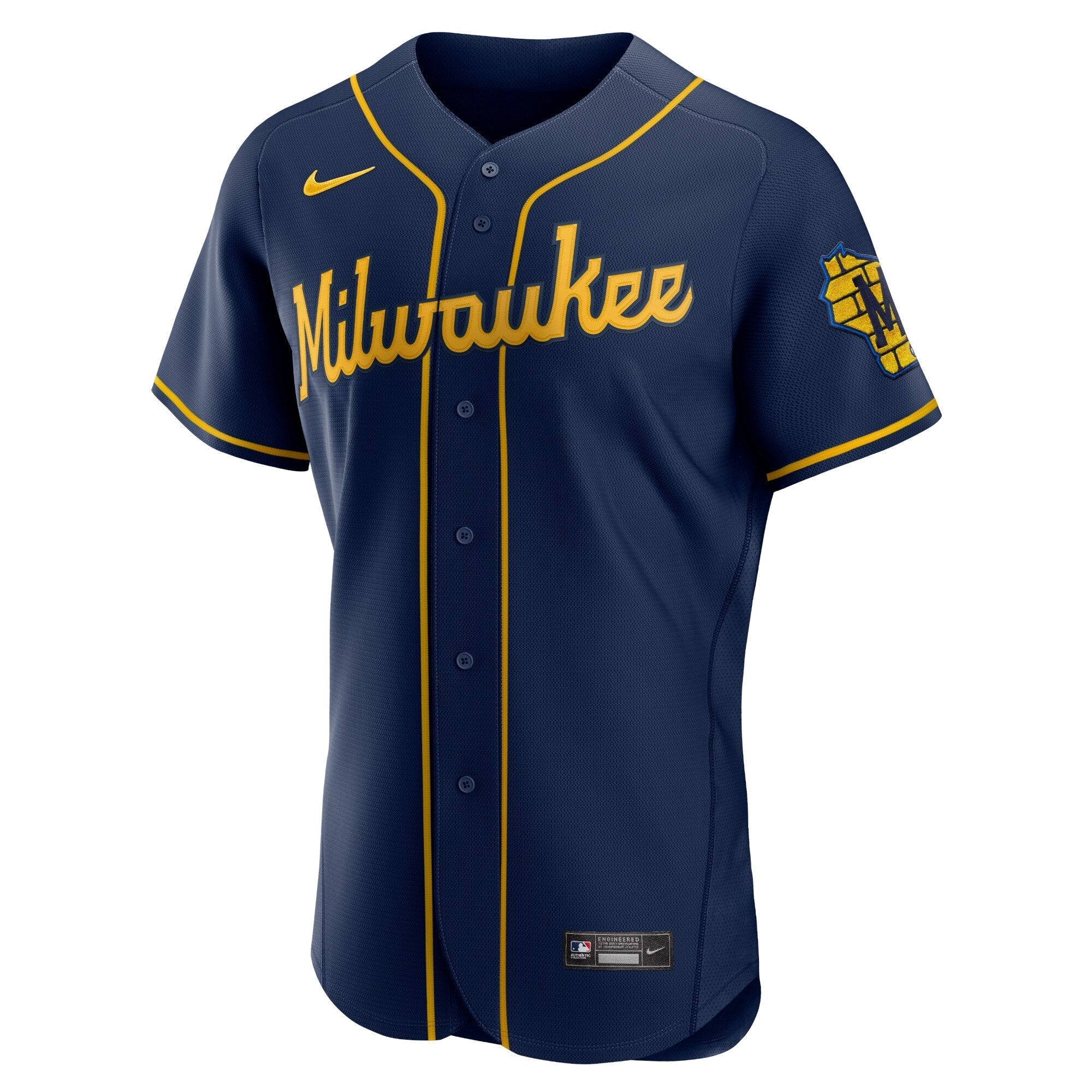 Men's Nike Navy Milwaukee Brewers Alternate Authentic Team Logo Jersey - vstockx