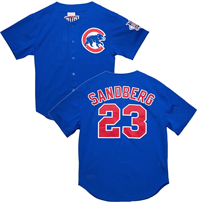 Youth Chicago Cubs Ryne Sandberg Mitchell & Ness Royal Cooperstown Collection Mesh Batting Practice Jersey - vstockx