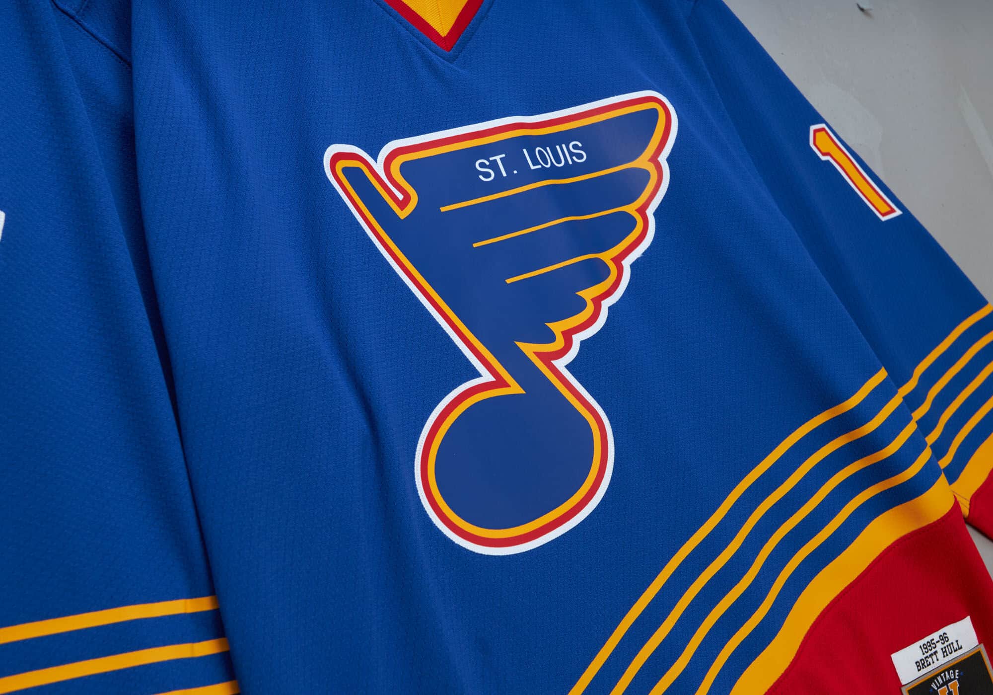 Blue Line Brett Hull St. Louis Blues 1995 Jersey - vstockx