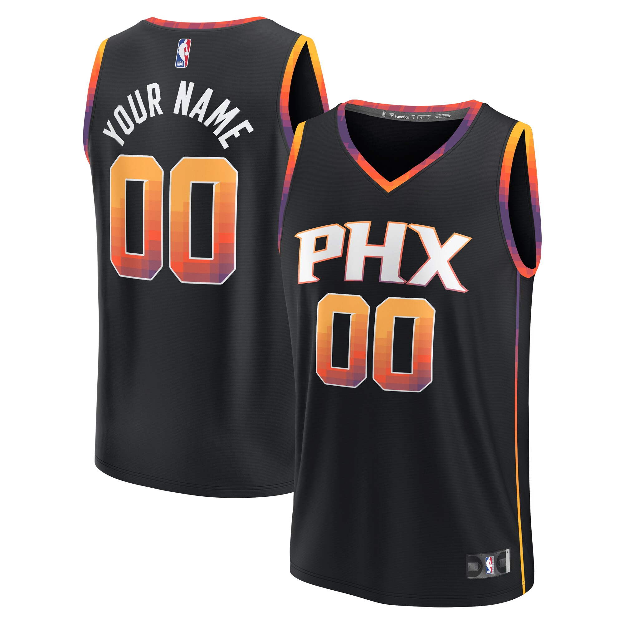 Phoenix Suns Fanatics Branded Youth Fast Break Replica Custom Jersey - Statement Edition - Black - vstockx