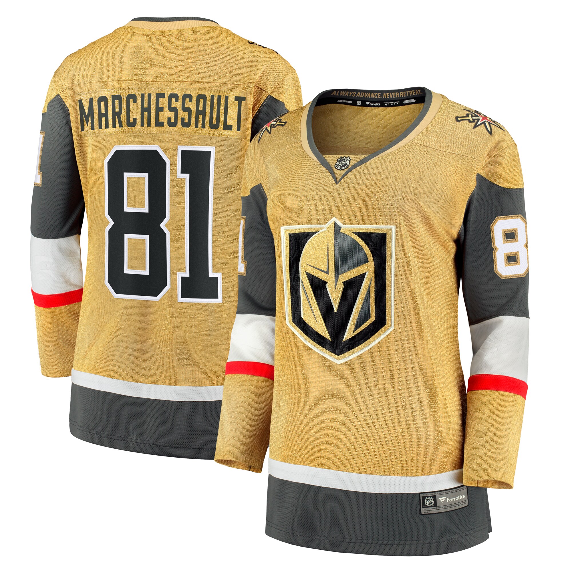 Jonathan Marchessault Vegas Golden Knights Women's Fanatics Branded Home Breakaway Jersey - Gold - vstockx