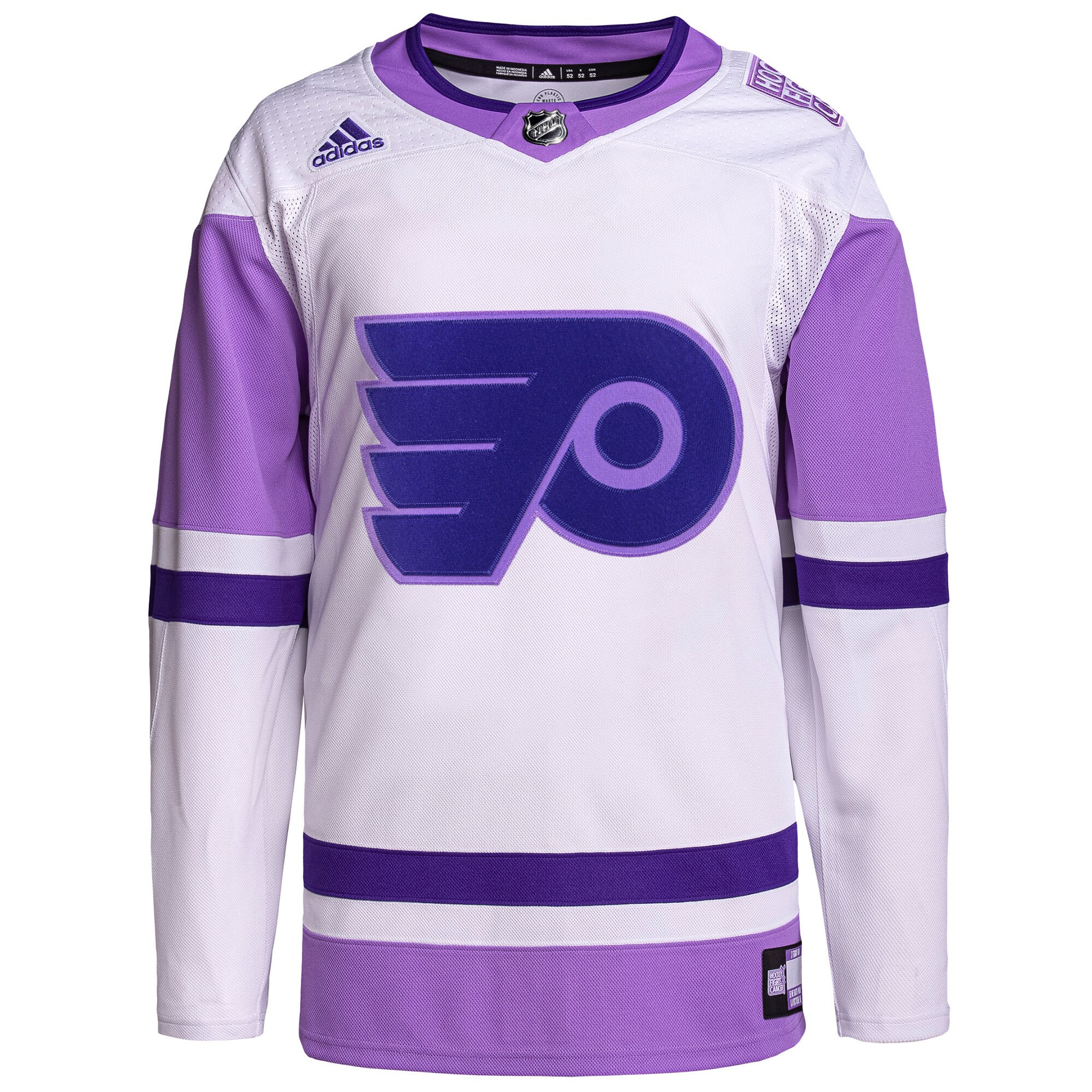 Philadelphia Flyers adidas Hockey Fights Cancer Primegreen Authentic Custom Jersey - White/Purple - vstockx