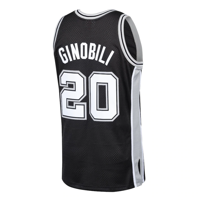 Men's San Antonio Spurs Manu Ginobili Mitchell & Ness Black 2002-03 Hardwood Classics Swingman Jersey - vstockx