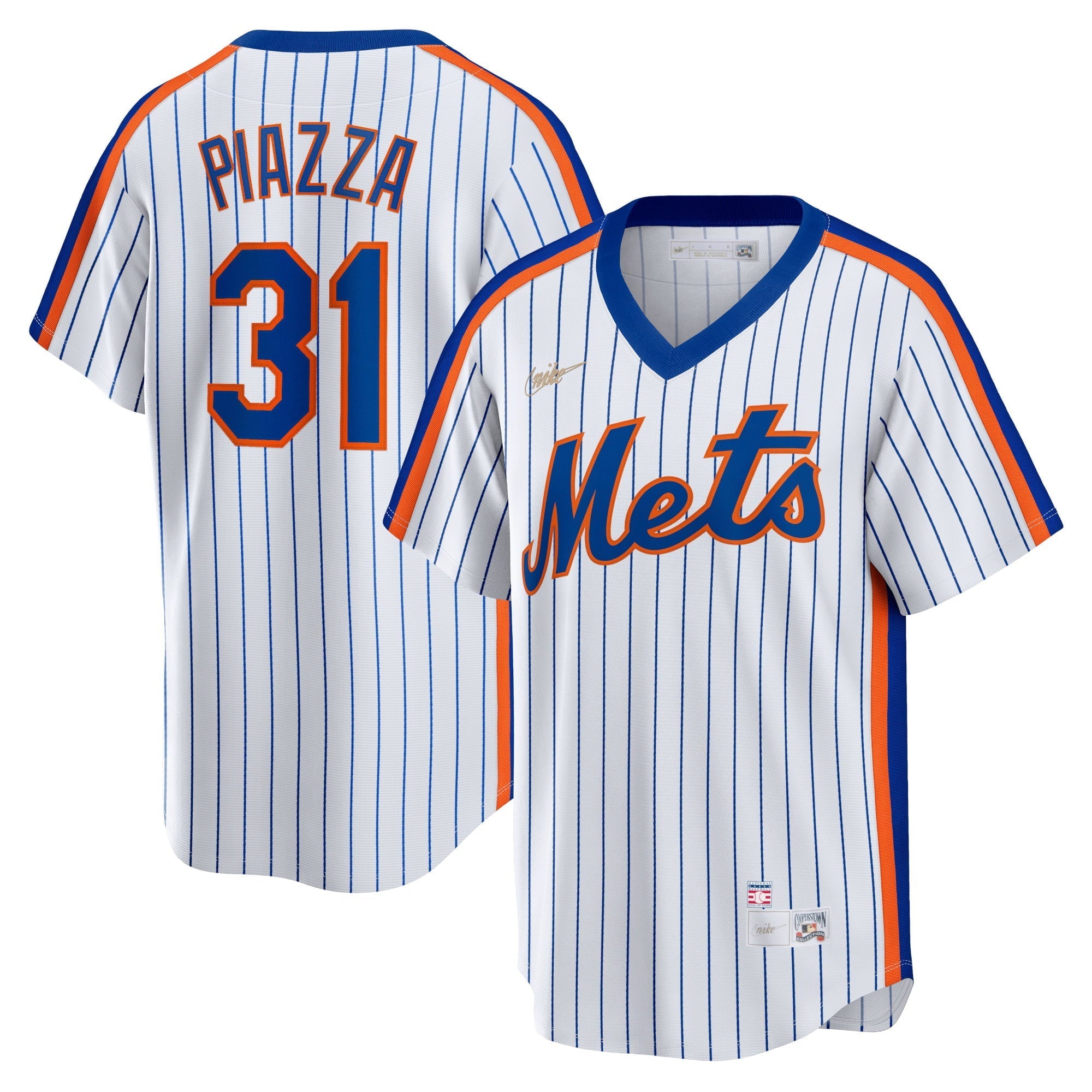 Men's Nike Mike Piazza White New York Mets Home Cooperstown Collection Player Jersey - vstockx