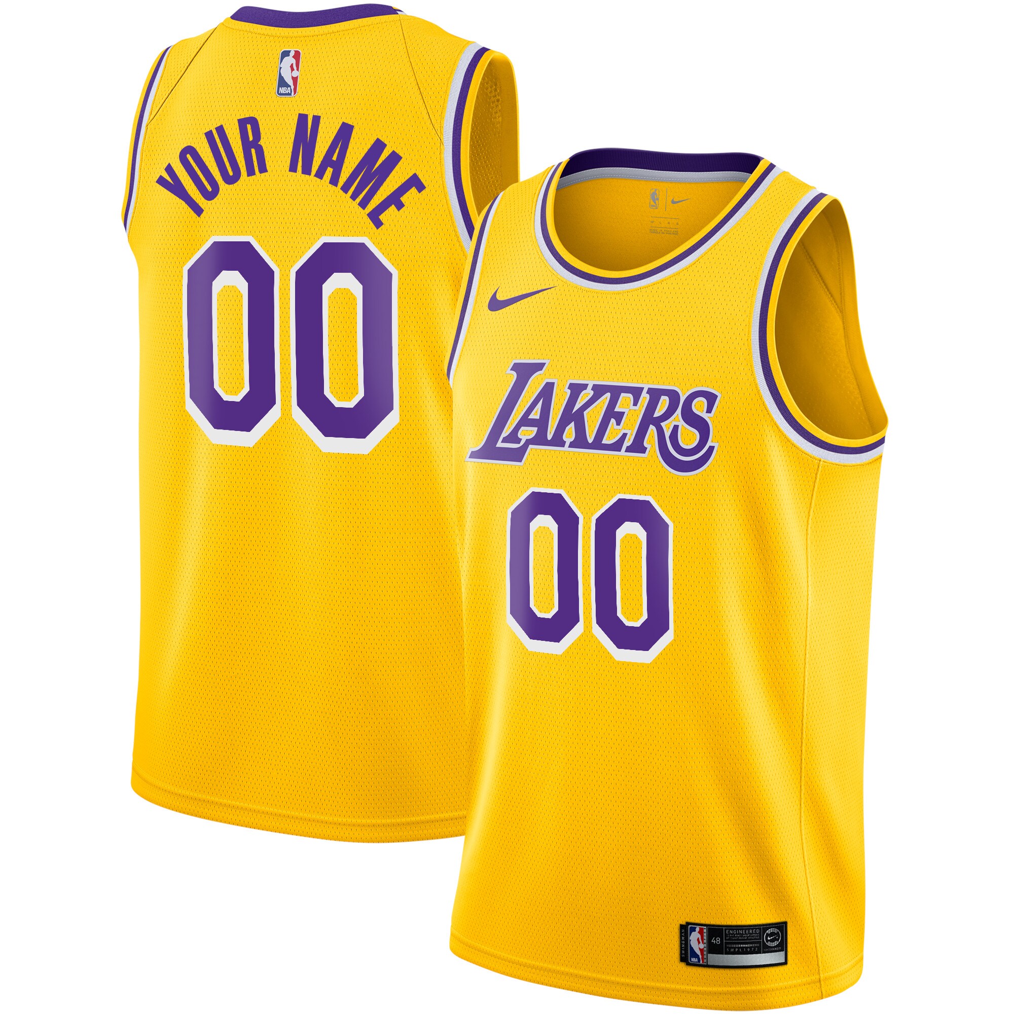 Los Angeles Lakers Nike Custom Swingman Jersey Gold - Icon Edition - vstockx