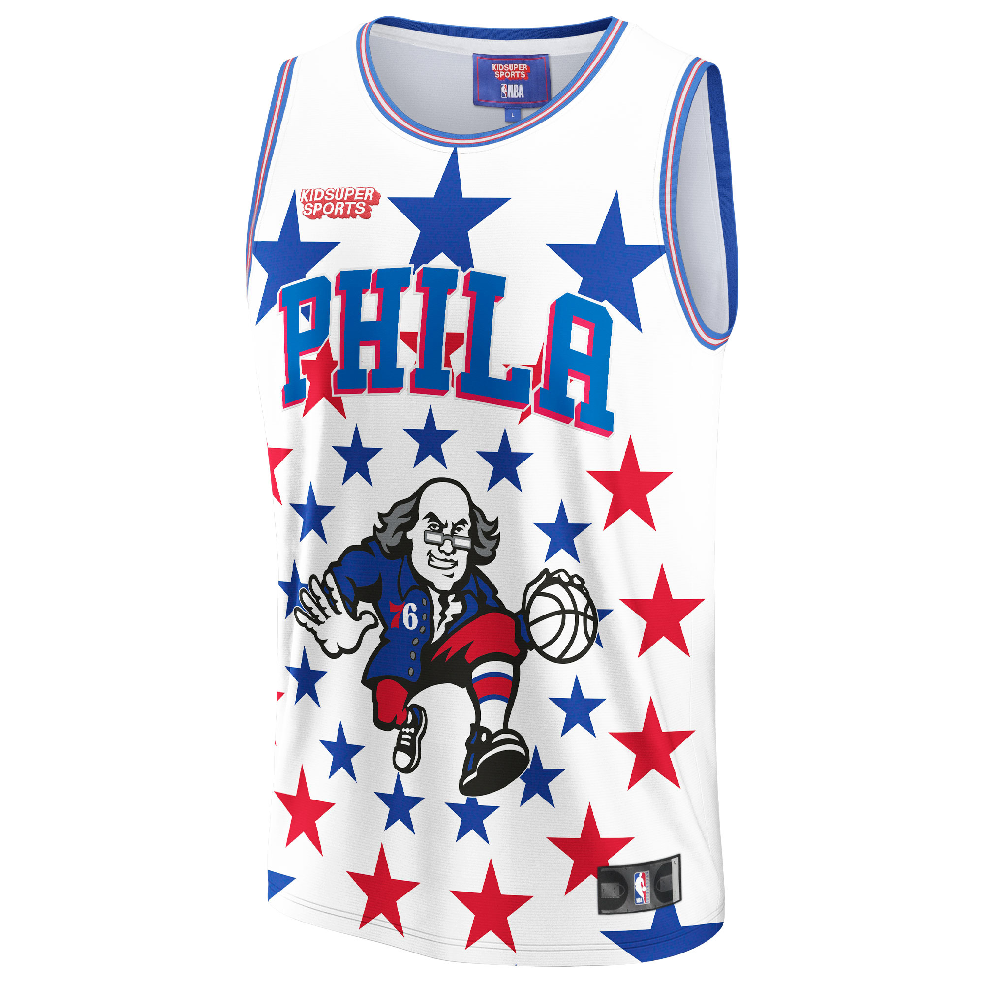 Philadelphia 76ers NBA & KidSuper Studios by Fanatics Unisex Hometown Jersey - White - vstockx