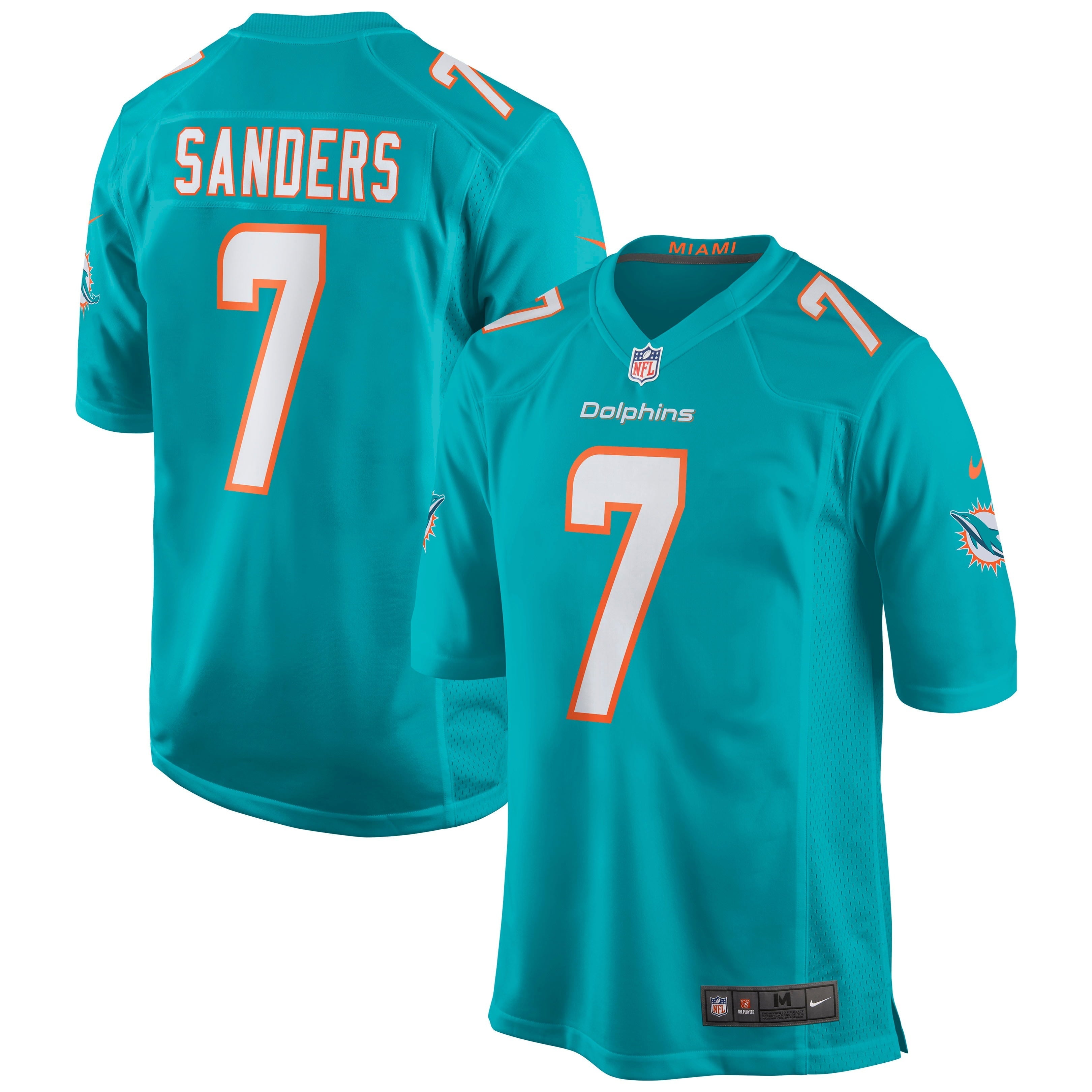 Men's Nike Jason Sanders Aqua Miami Dolphins Game Jersey - vstockx
