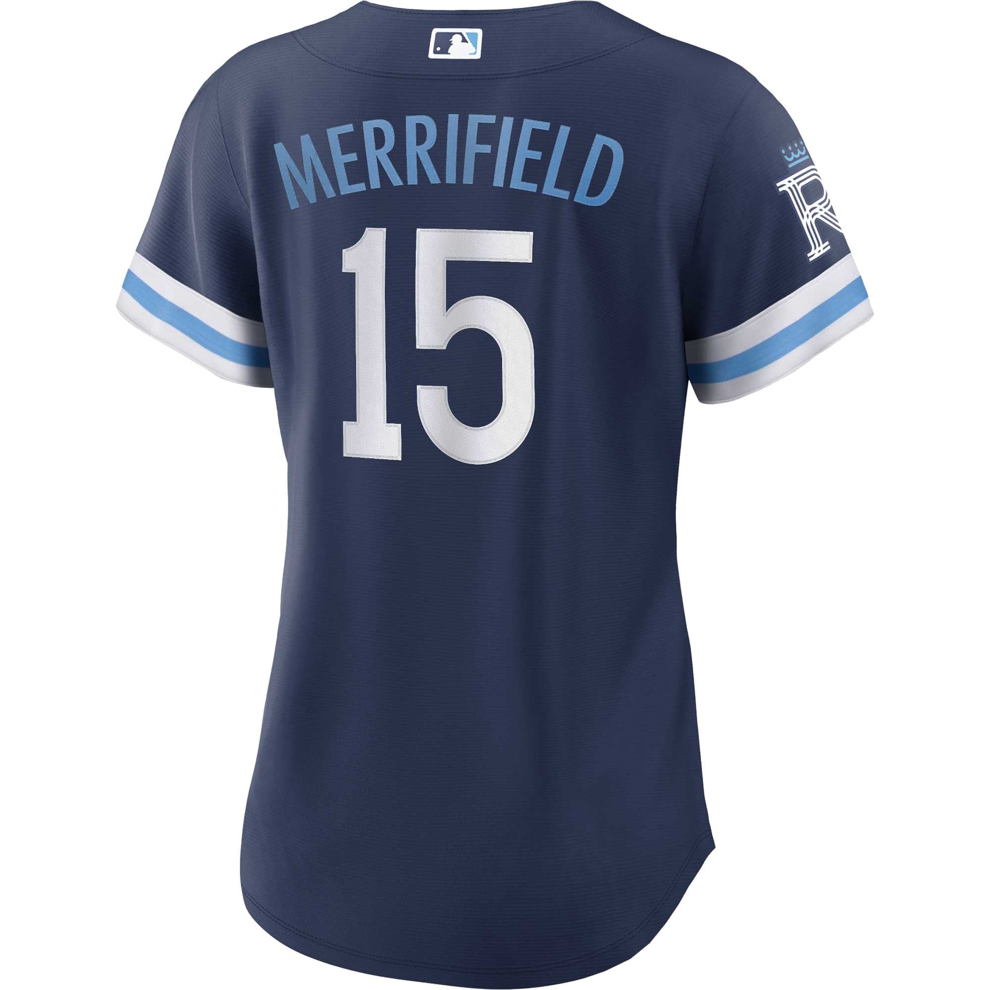 Women's Nike Whit Merrifield Navy Kansas City Royals Alternate City Connect Replica Player Jersey - vstockx