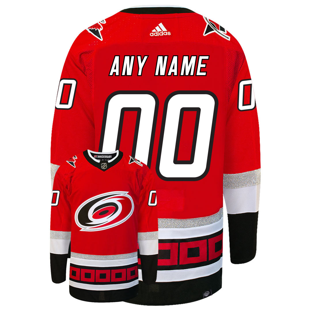 Customizable Carolina Hurricanes Adidas Primegreen 25th Anniversary Authentic NHL Hockey Jersey - vstockx