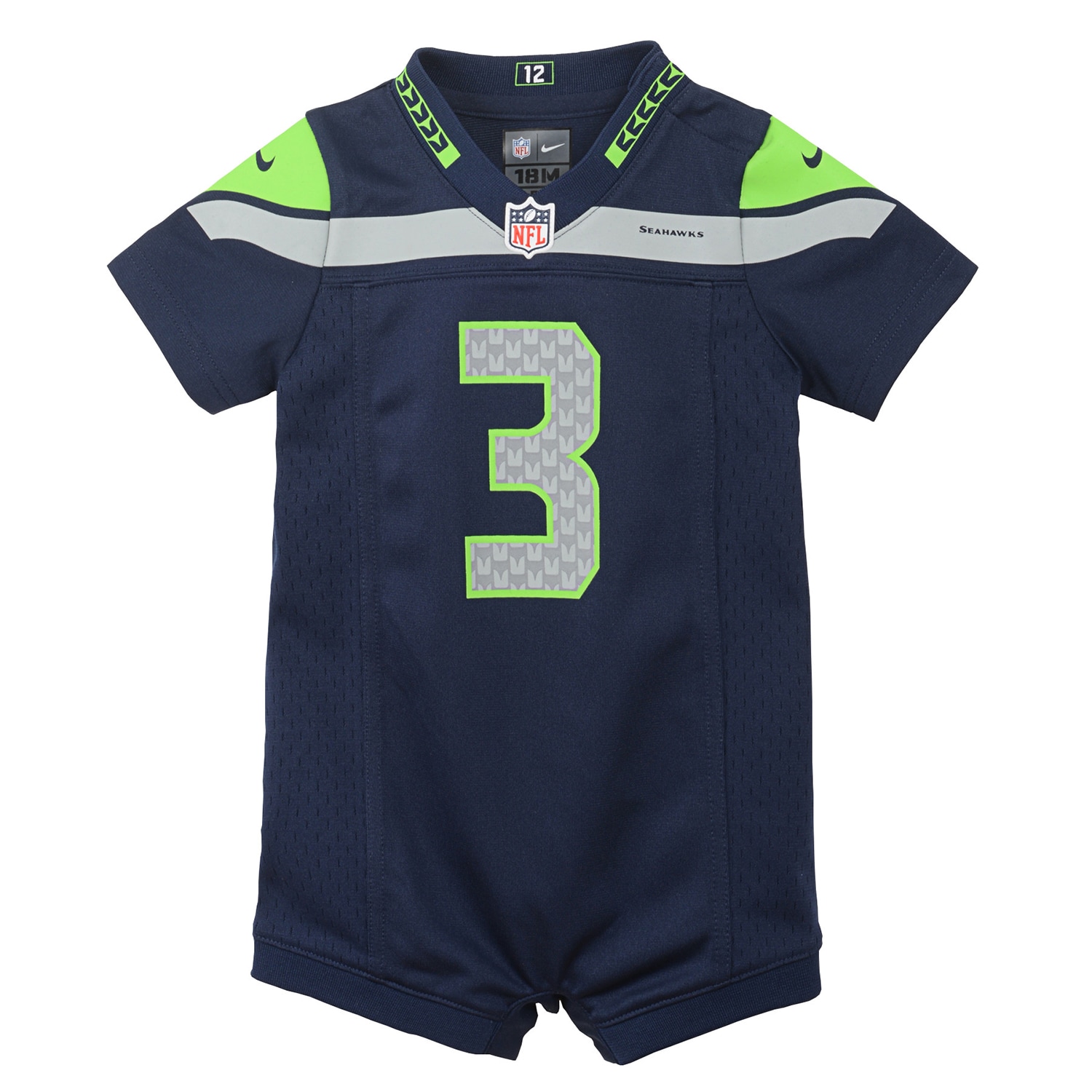 Russell Wilson Seattle Seahawks Nike Infant Romper Jersey - Navy - vstockx