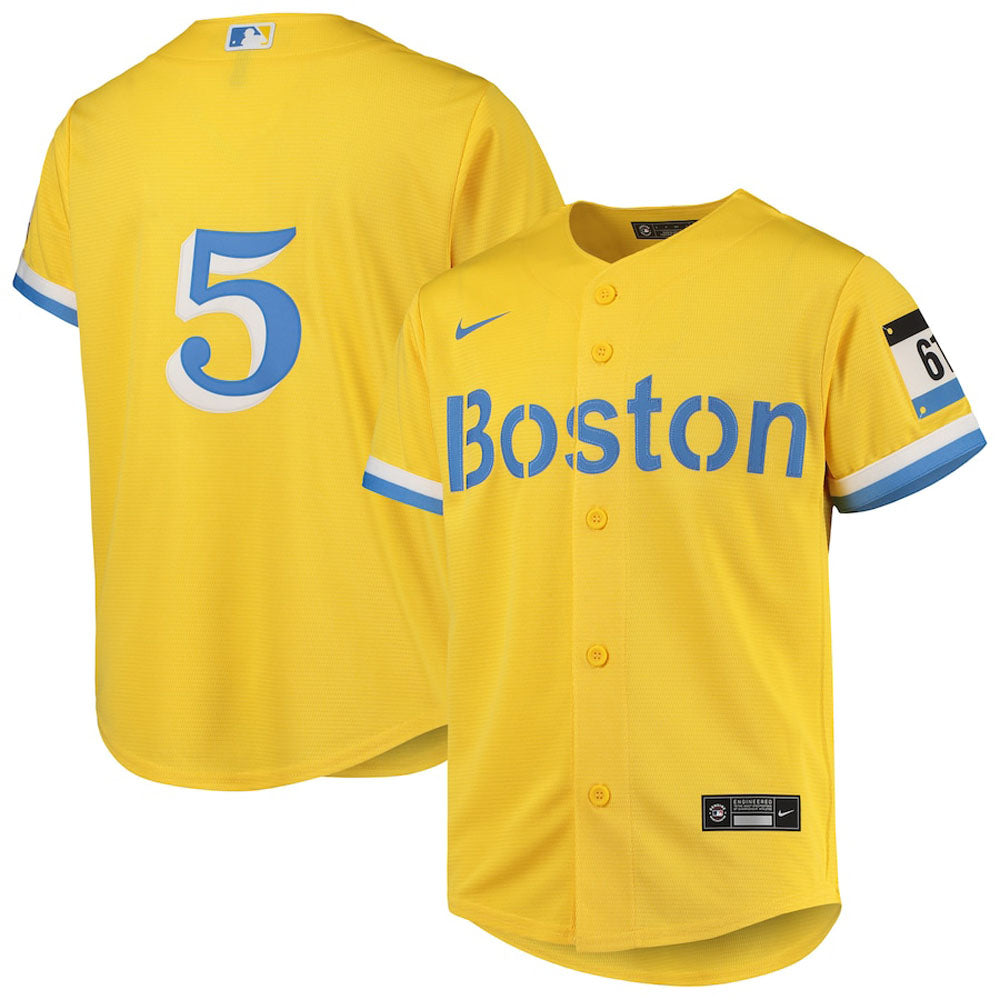 Youth Boston Red Sox Enrique Hernandez City Connect Replica Jersey - Gold - vstockx