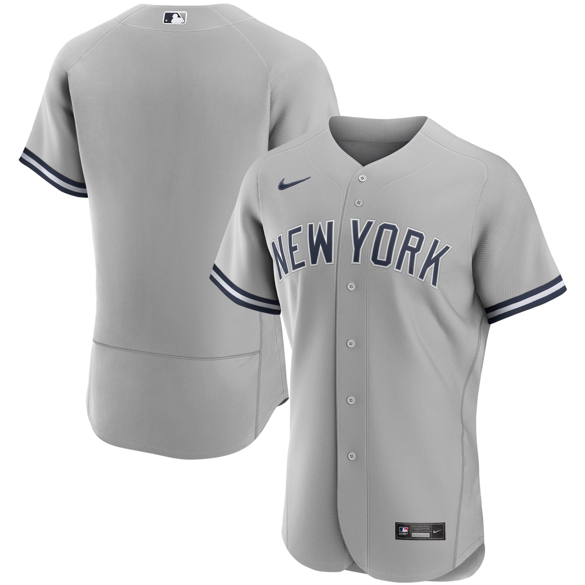 New York Yankees Nike Road Authentic Team Jersey - Gray - vstockx
