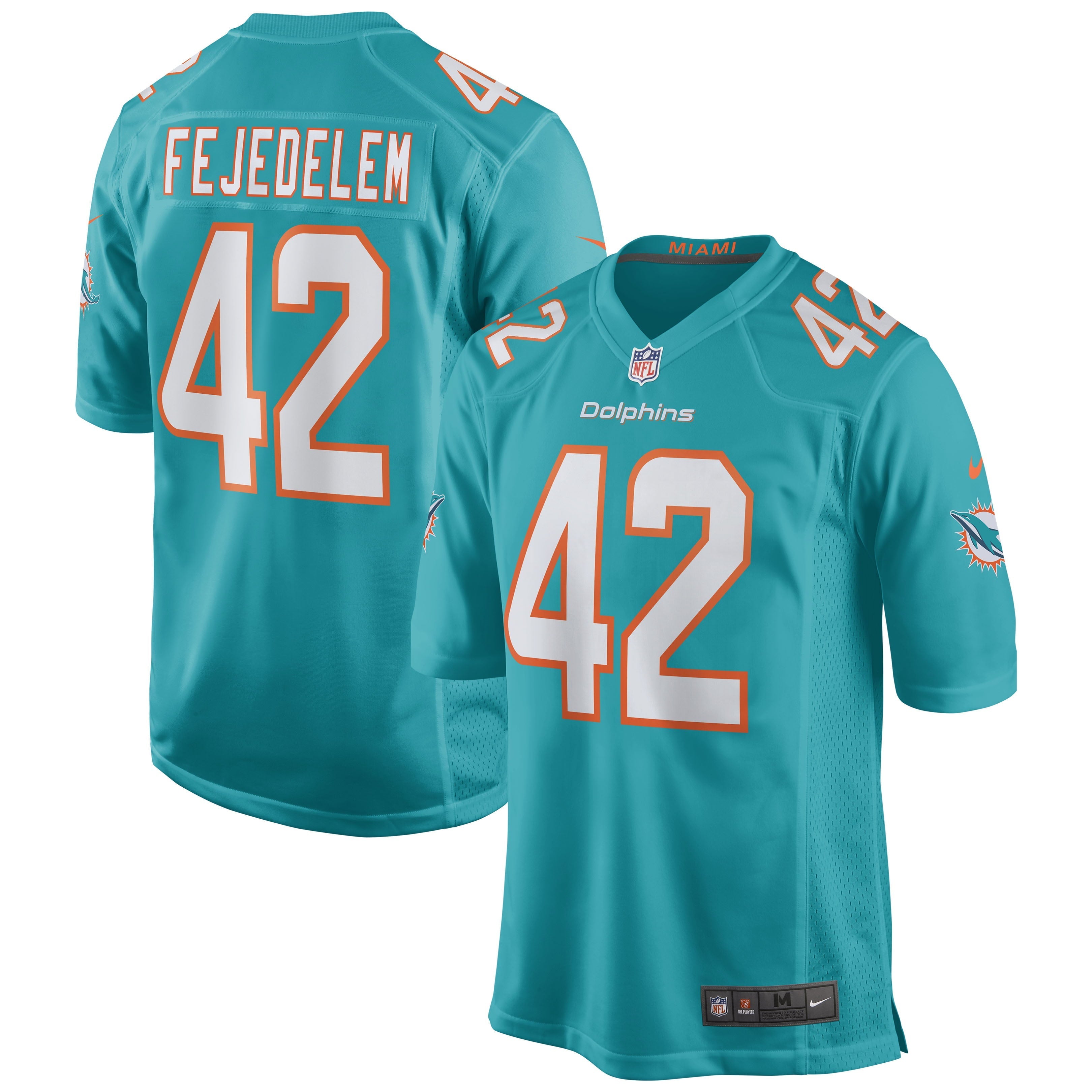 Men's Nike Clayton Fejedelem Aqua Miami Dolphins Game Jersey - vstockx