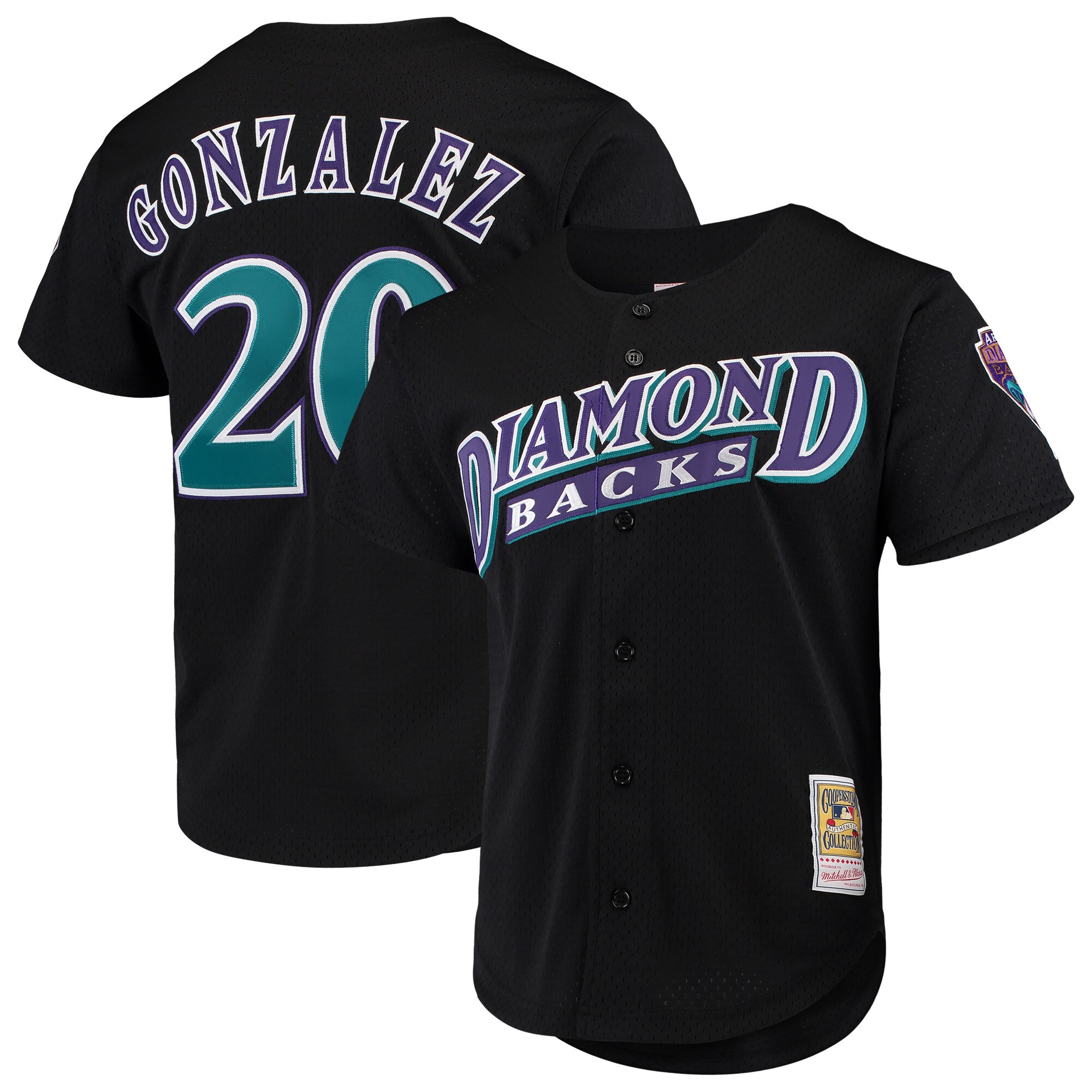 Luis Gonzalez Arizona Diamondbacks Mitchell & Ness Cooperstown Collection Mesh Batting Practice Button-Up Jersey - Black - vstockx