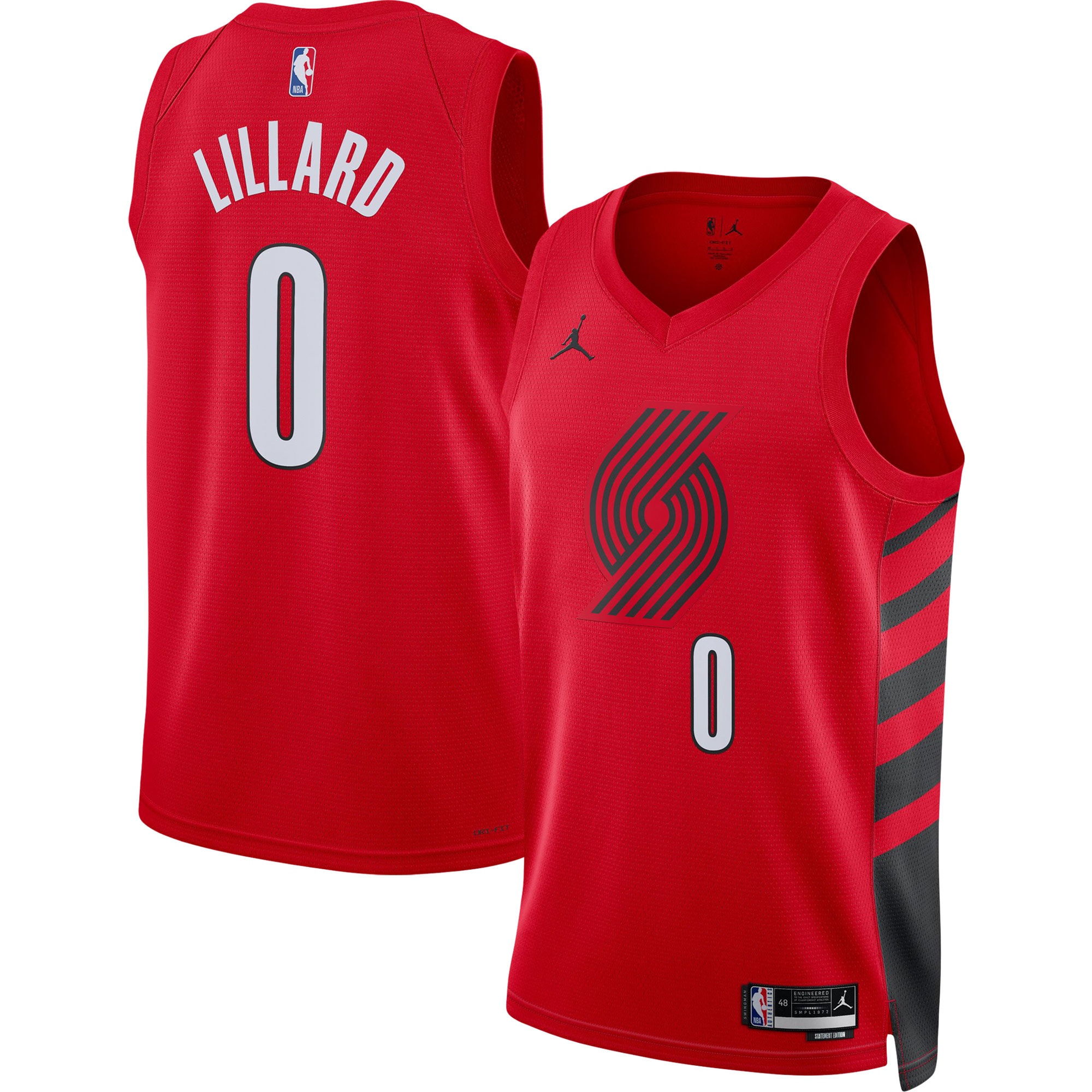 Damian Lillard Portland Trail Blazers Jordans Brand Unisex Swingman Jersey - Statement Edition - Red - vstockx