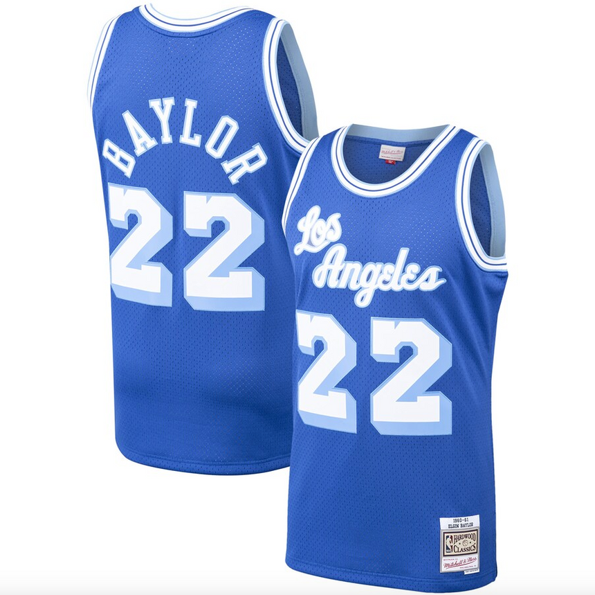 Men's Los Angeles Lakers Elgin Baylor Mitchell & Ness Royal Hardwood Classics 1960-61 Swingman Jersey - vstockx