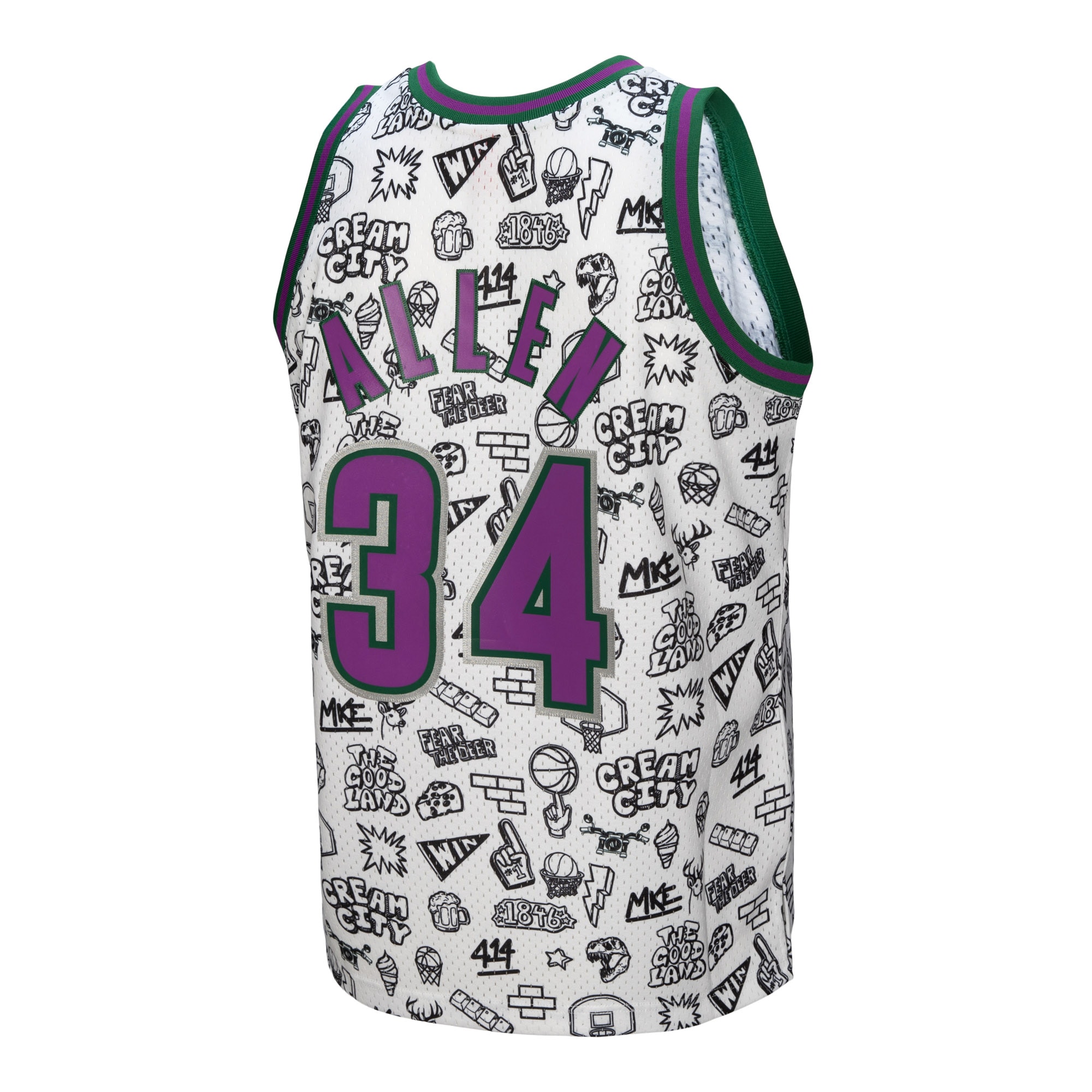 Ray Allen Milwaukee Bucks Mitchell & Ness 2000/01 Swingman Jersey - White - vstockx