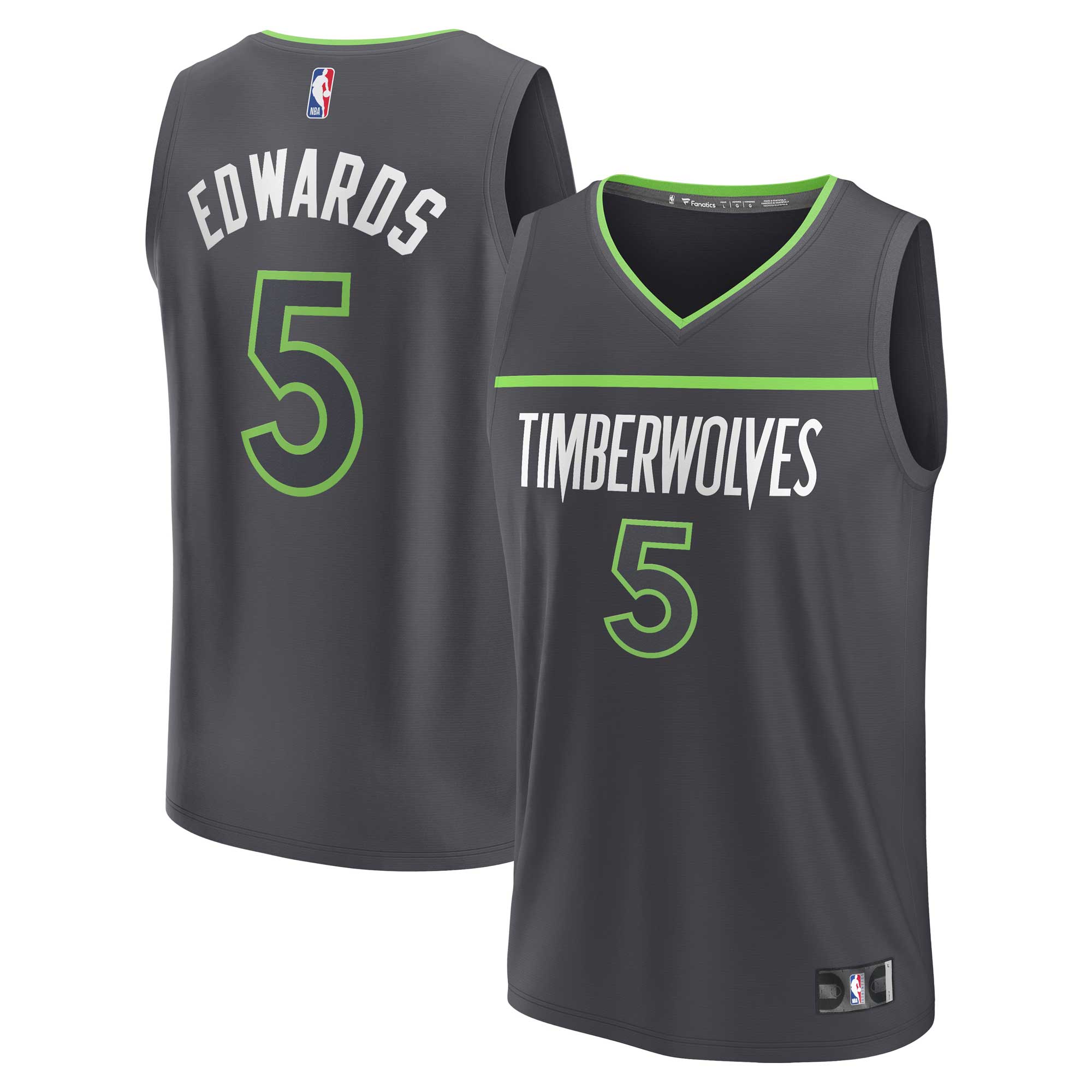Anthony Edwards Minnesota Timberwolves Fanatics Branded Youth Fast Break Player Jersey - Statement Edition - Anthracite - vstockx