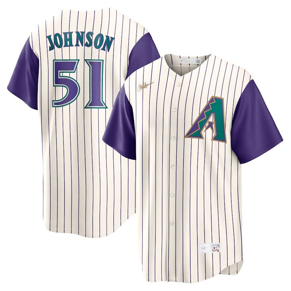 Men's Arizona Diamondbacks Randy Johnson Cooperstown Collection Jersey - Cream/Purple - vstockx