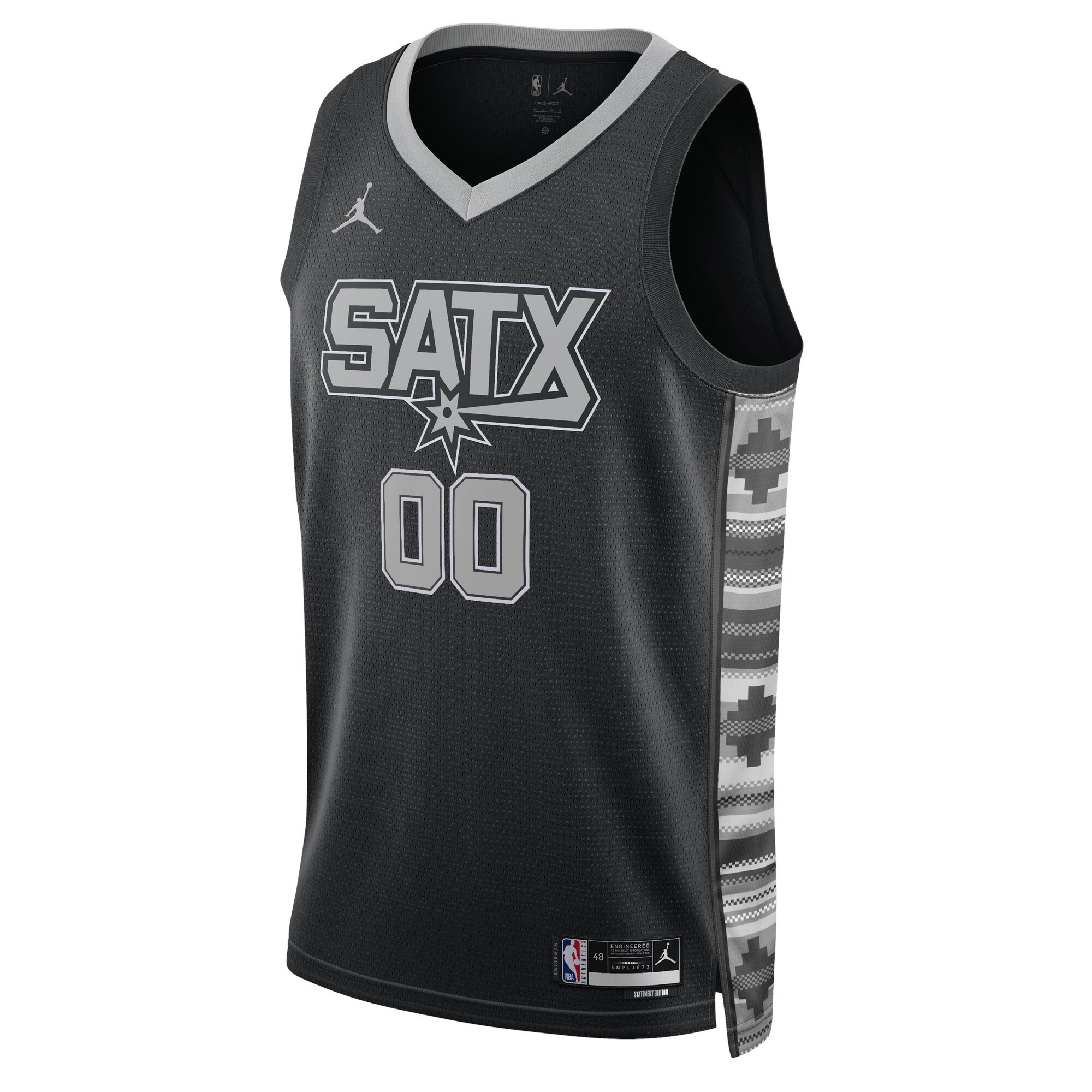 San Antonio Spurs Jordans Brand Unisex 2022/23 Swingman Custom Jersey - Statement Edition - Black - vstockx