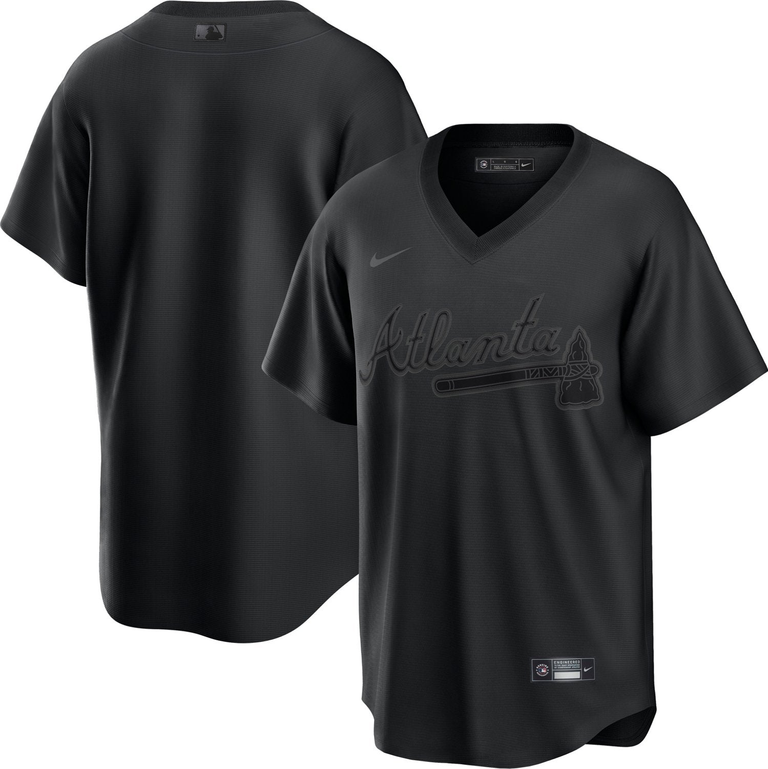 Nike Men's Atlanta Braves Pitch Black Replica Jersey - vstockx