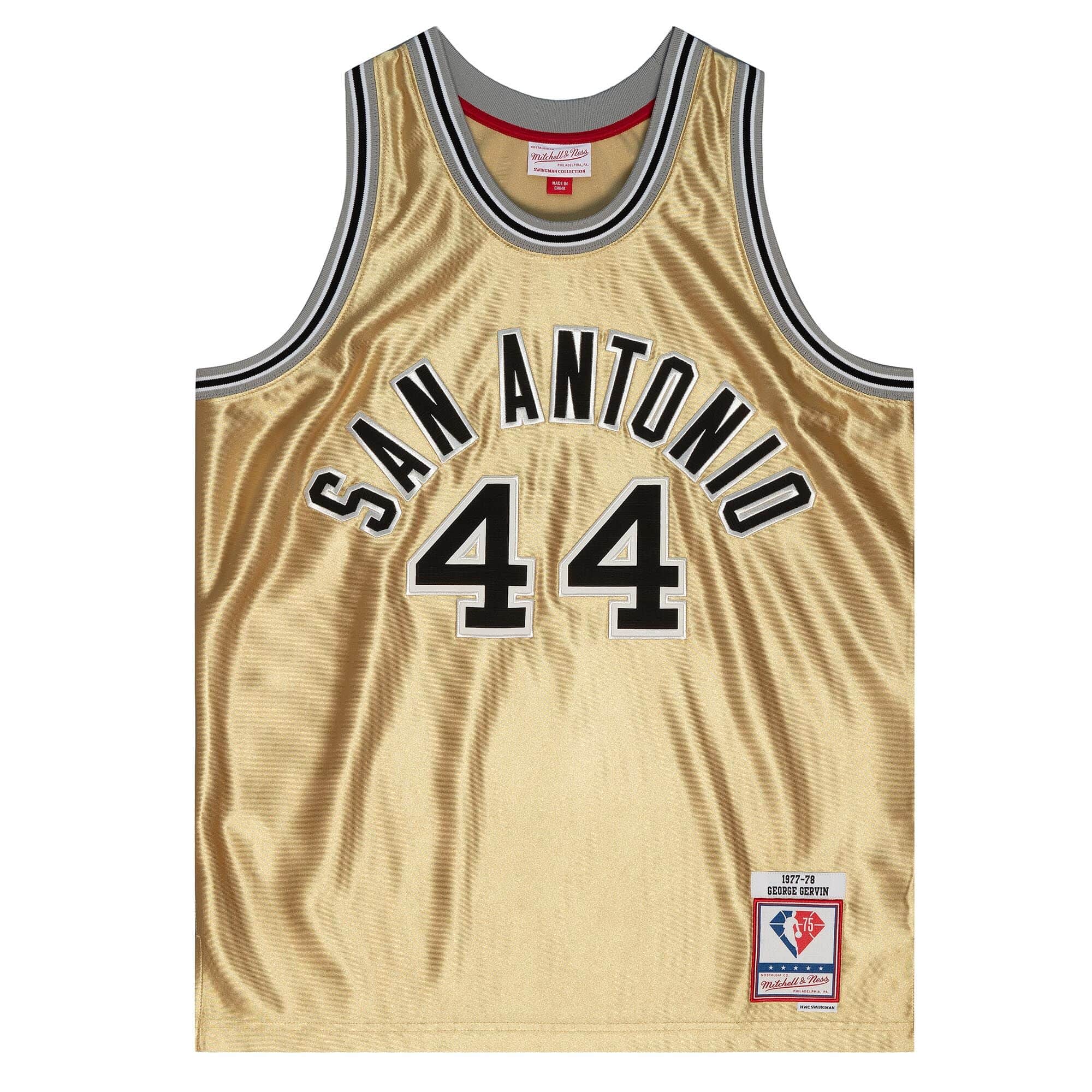 75th Anniversary Gold Swingman George Gervin San Antonio Spurs 1977-78 Jersey - vstockx