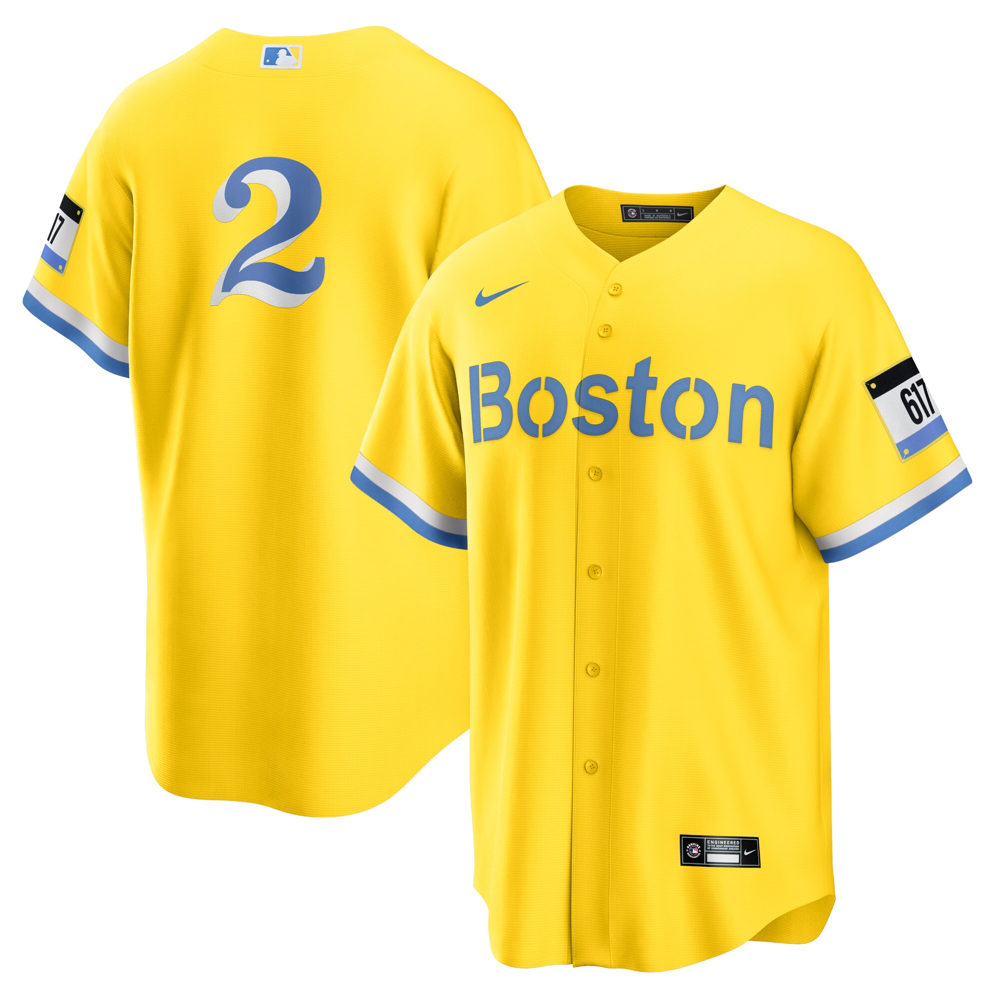Xander Bogaerts Boston Red Sox Nike City Connect Replica Player Jersey - Gold/Light Blue - vstockx