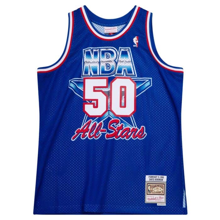 Men's David Robinson Western Conference All-Star San Antonio Spurs Mitchell & Ness Hardwood Classics Blue 1992 Swingman Jersey - vstockx