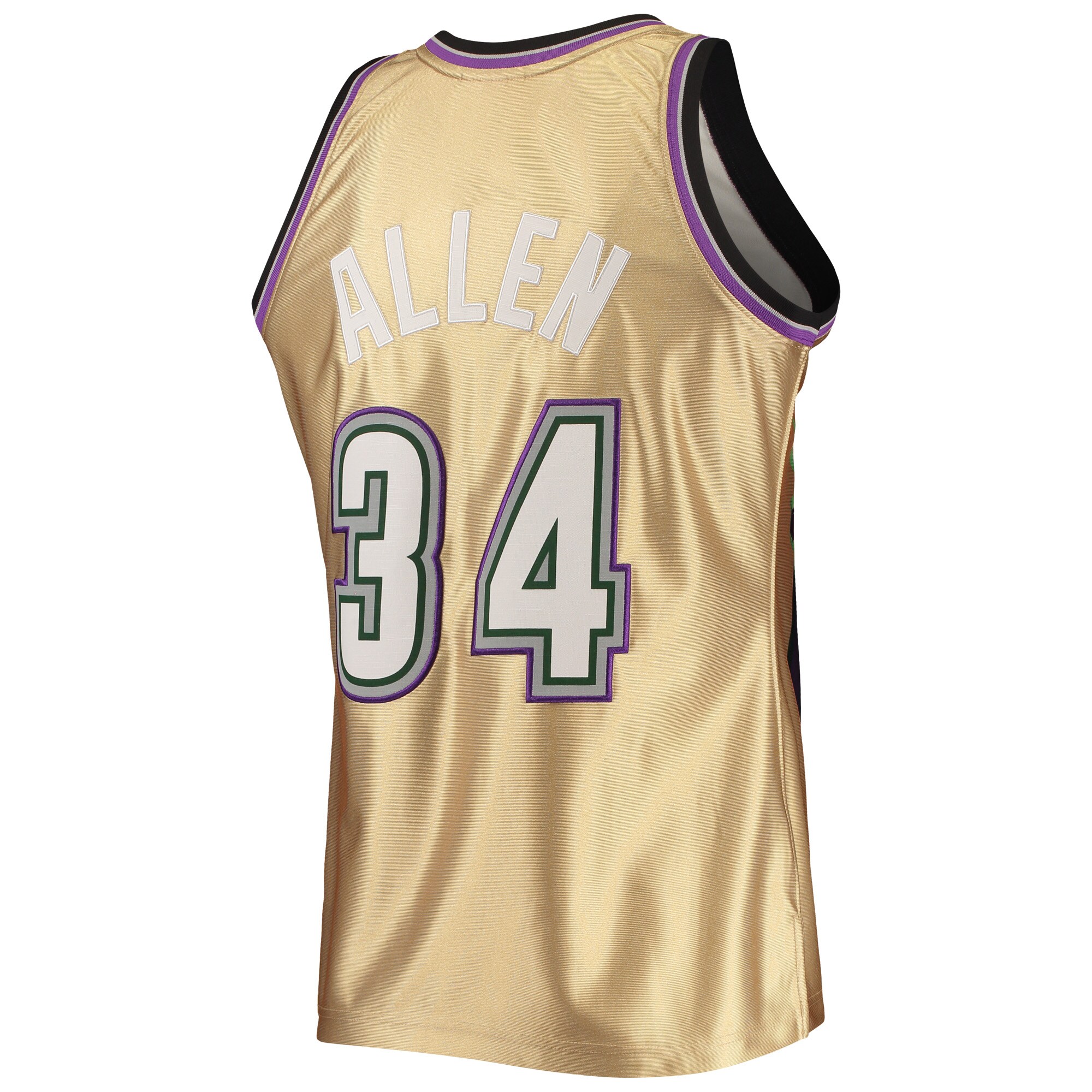 Ray Allen Milwaukee Bucks Mitchell & Ness 75th Anniversary 1996/97 Hardwood Classics Swingman Jersey - Gold - vstockx