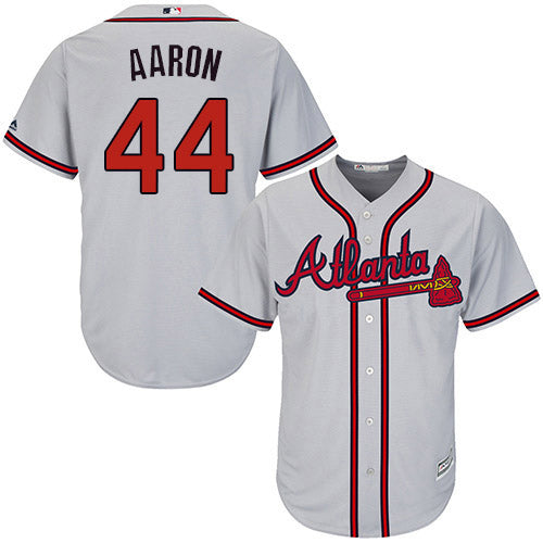 Youth Atlanta Braves Hank Aaron Replica Road Jersey - Gray - vstockx