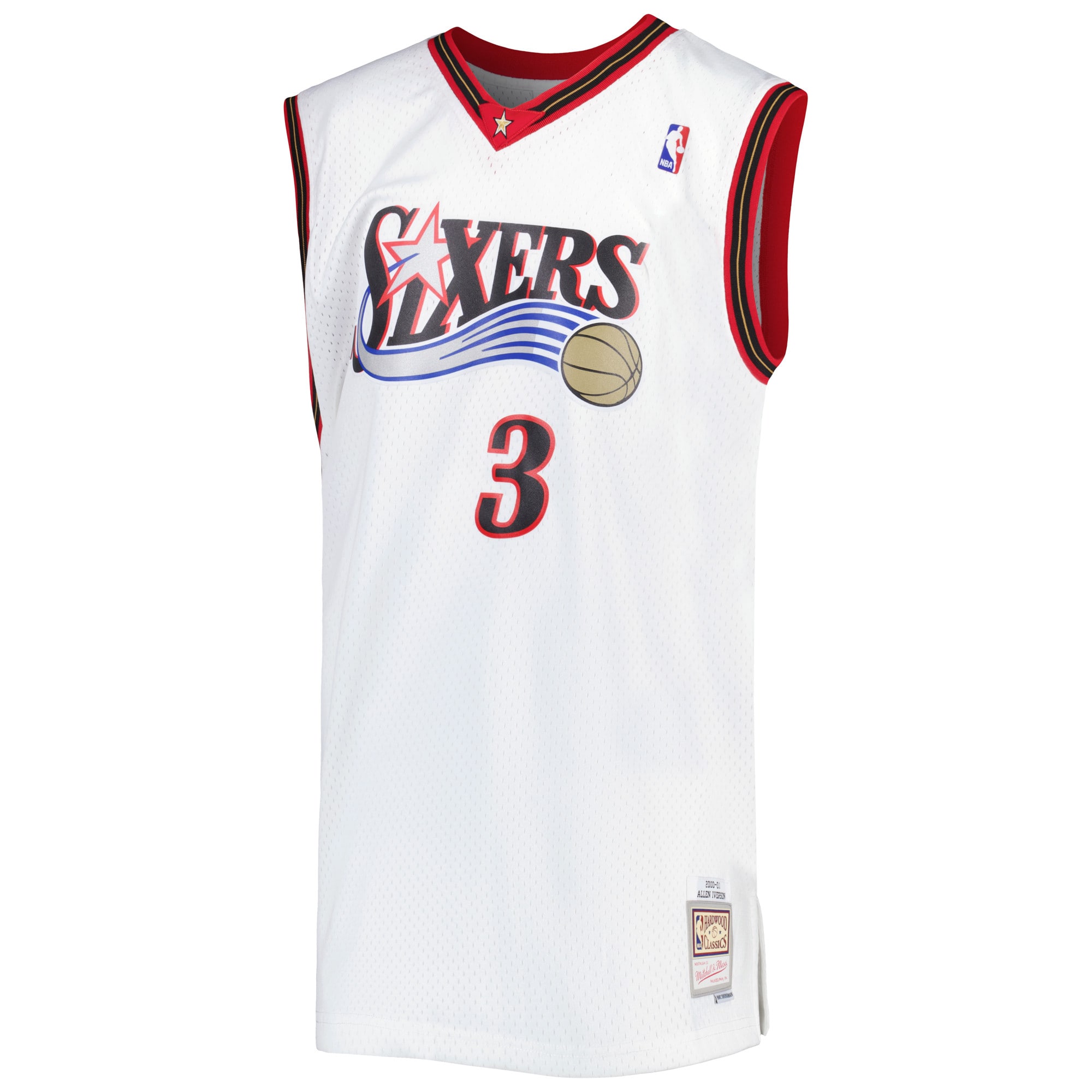 Allen Iverson Philadelphia 76ers Mitchell & Ness Big & Tall Hardwood Classics 1996/97 Swingman Jersey - White - vstockx
