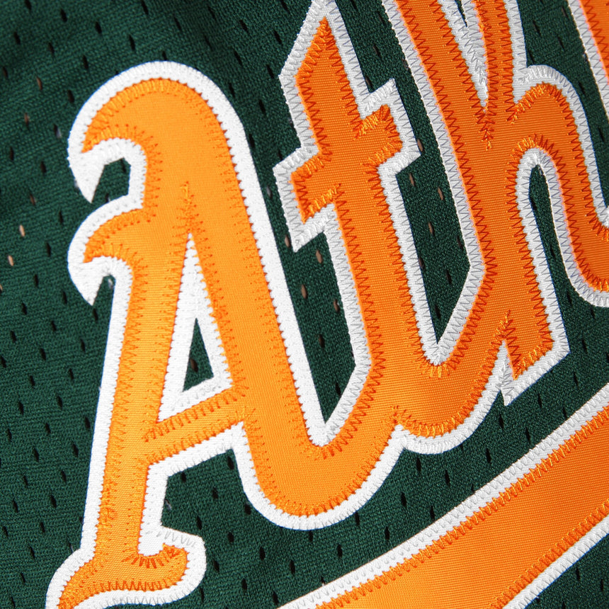 Men's Oakland Athletics Rickey Henderson 1998 Mitchell & Ness Green Cooperstown 1987 Mesh Batting Practice Jersey - vstockx