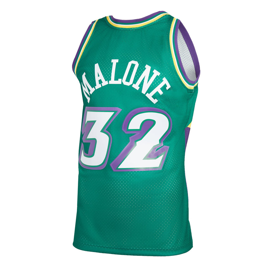 Men's Mitchell & Ness Karl Malone Green Utah Jazz 1996-97 Hardwood Classics Reload 2.0 Swingman Jersey - vstockx