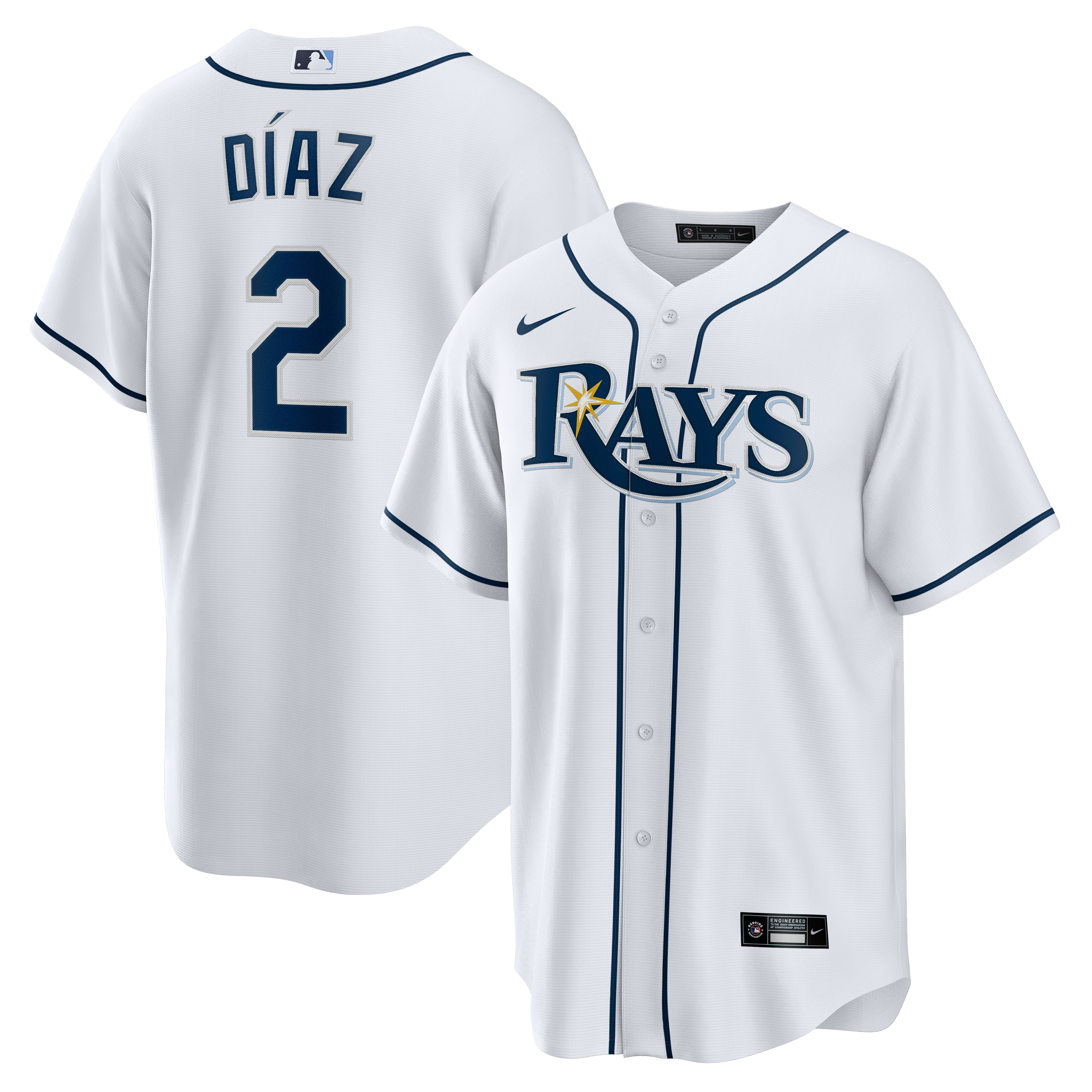 Yandy Diaz Tampa Bay Rays Nike Home Replica Player Jersey - White - vstockx