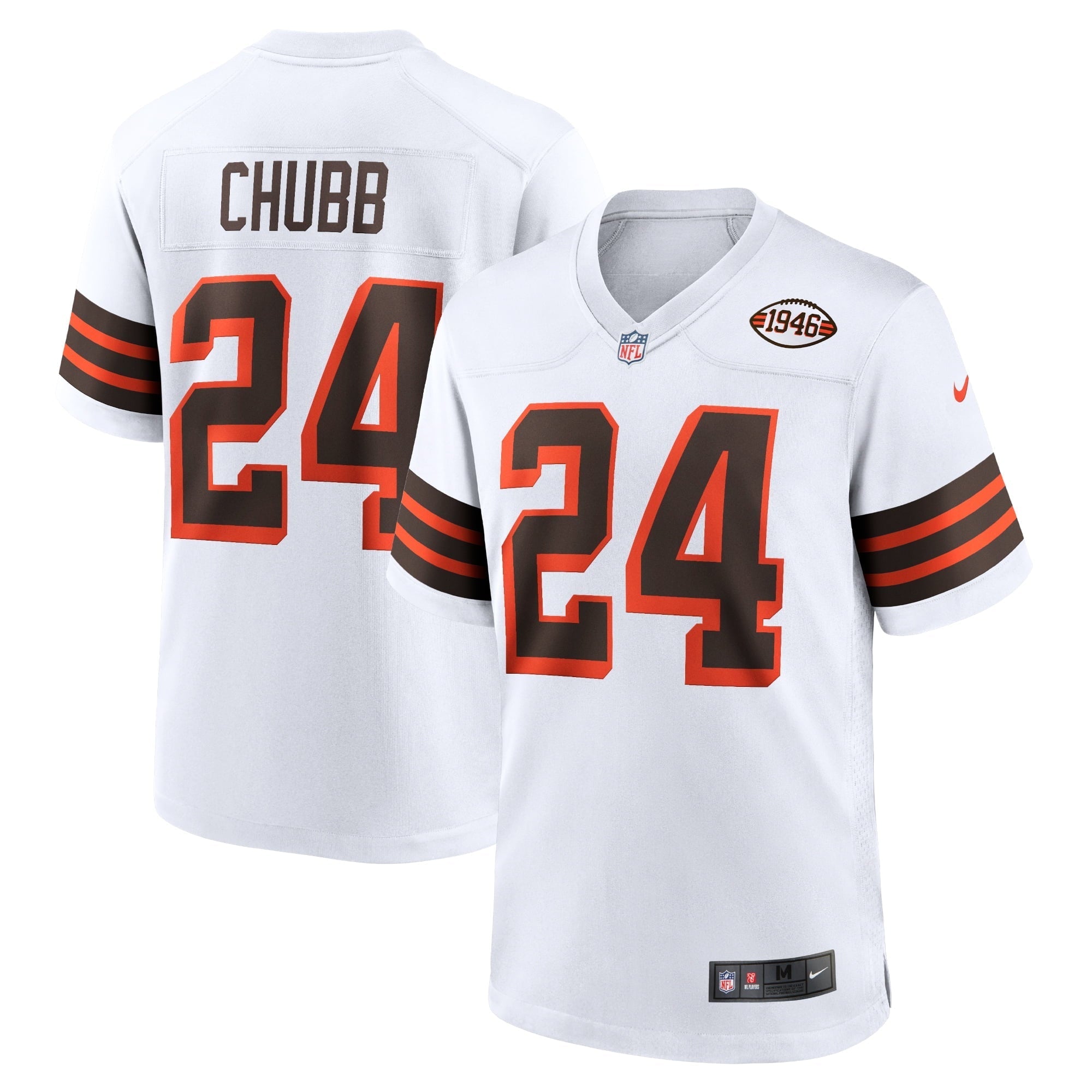 Men's Nike Nick Chubb White Cleveland Browns 1946 Collection Alternate Game Jersey - vstockx