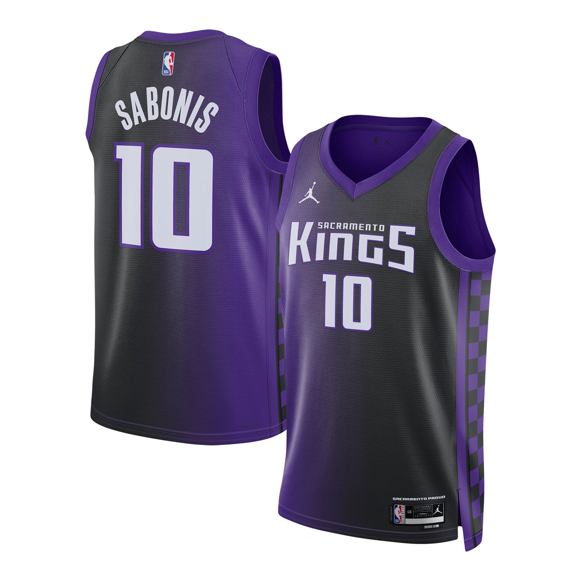 Domantas Sabonis Sacramento Kings Jordans Brand Unisex Swingman Jersey - Statement Edition - Purple - vstockx