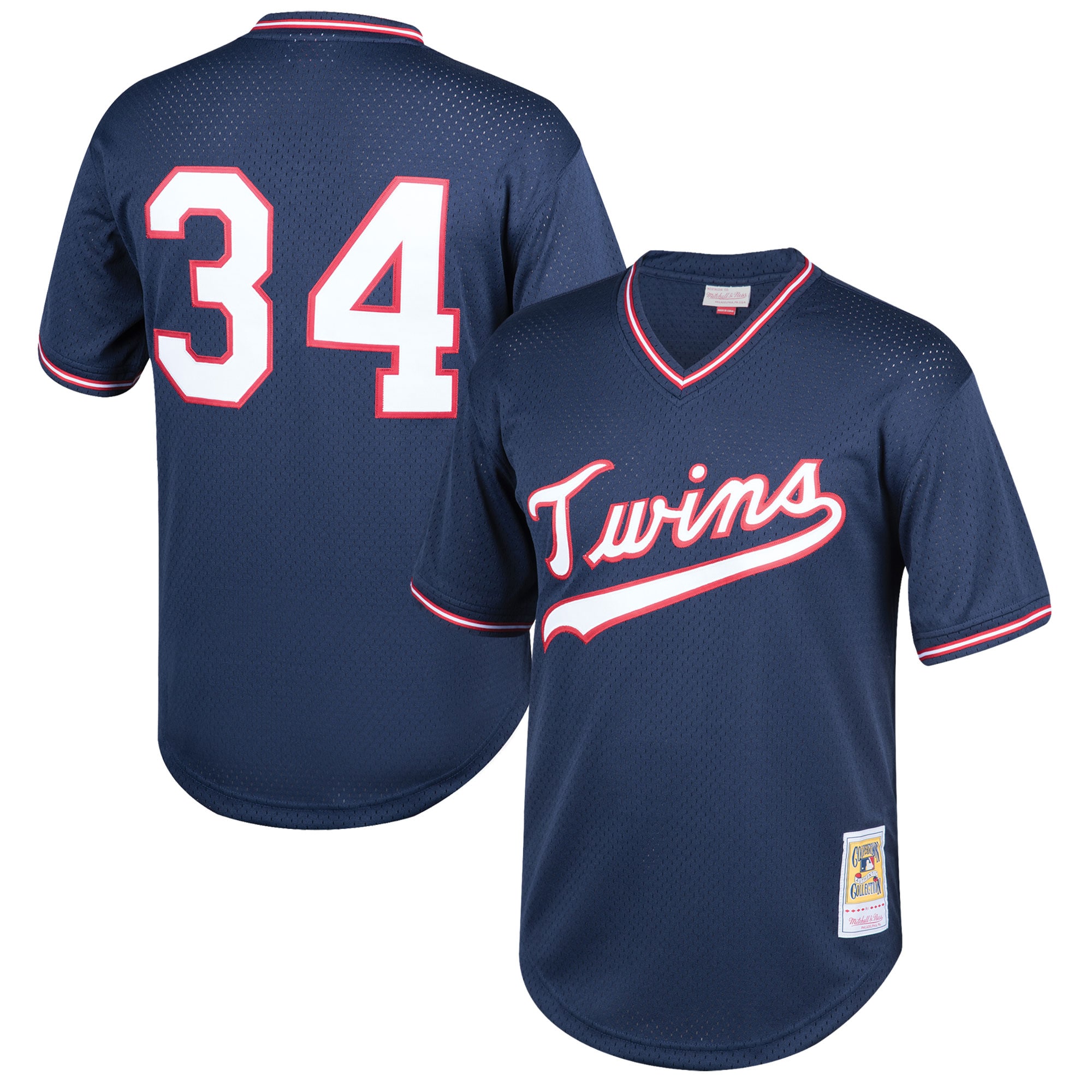 Kirby Puckett Minnesota Twins Mitchell & Ness Youth Cooperstown Collection Mesh Batting Practice Jersey - Navy - vstockx