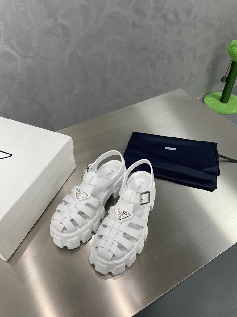 Prada Monolith Foam Rubber 55mm Sandals White - vstockx