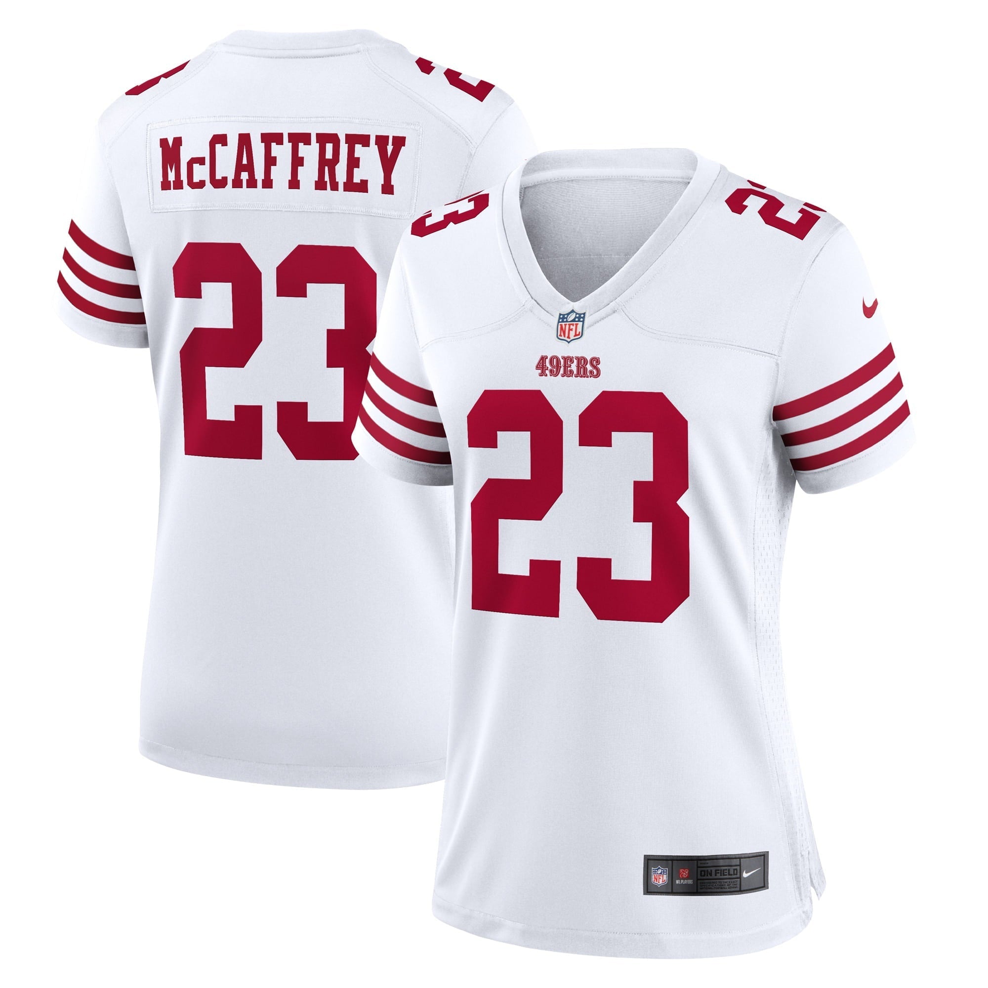 Women's Nike Christian McCaffrey White San Francisco 49ers Game Player Jersey - vstockx