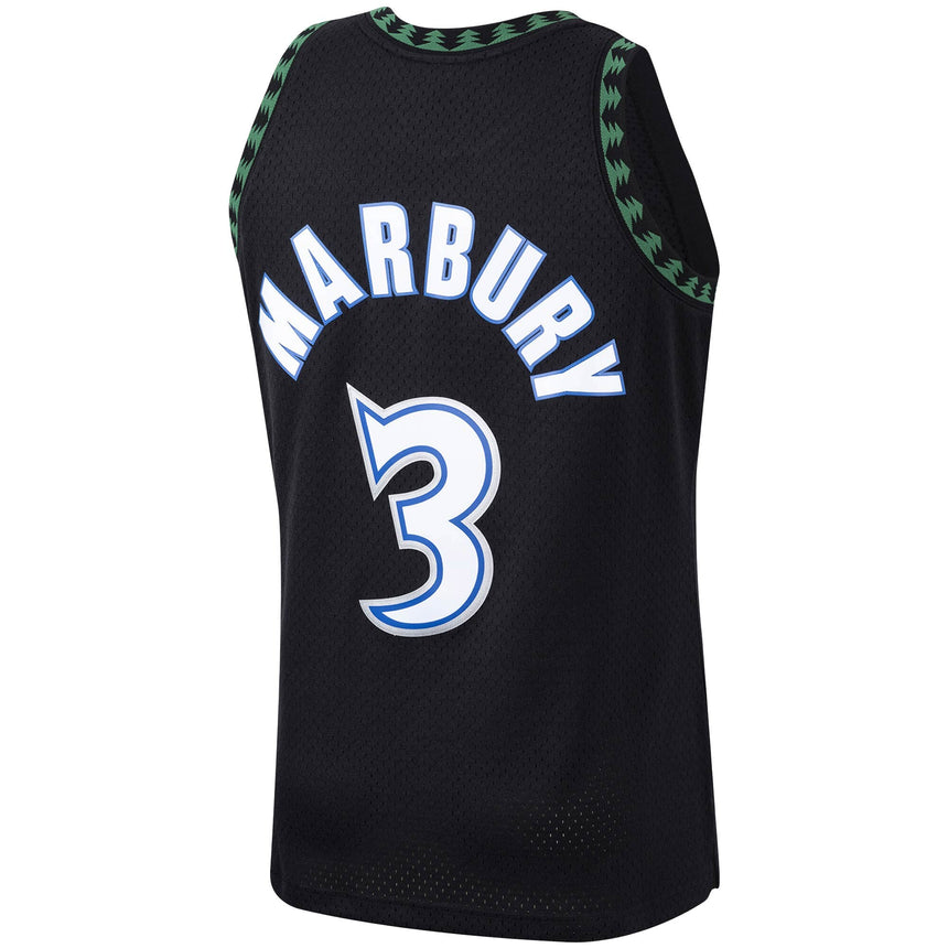 Men's Minnesota Timberwolves Stephon Marbury Mitchell & Ness Black Hardwood Classics Swingman Jersey - vstockx