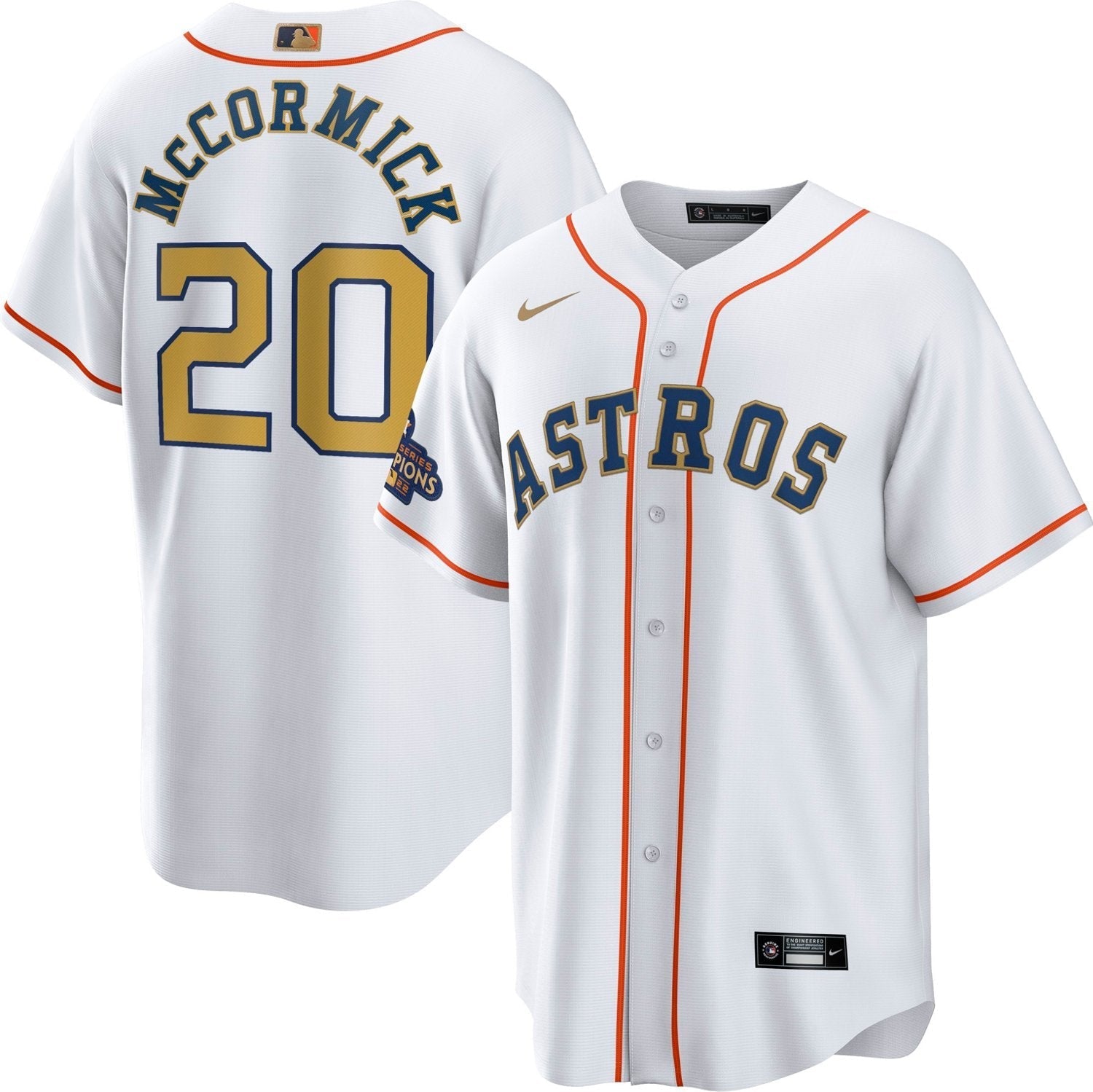 Nike Men's Houston Astros Gold Chas McCormick Replica Jersey - vstockx