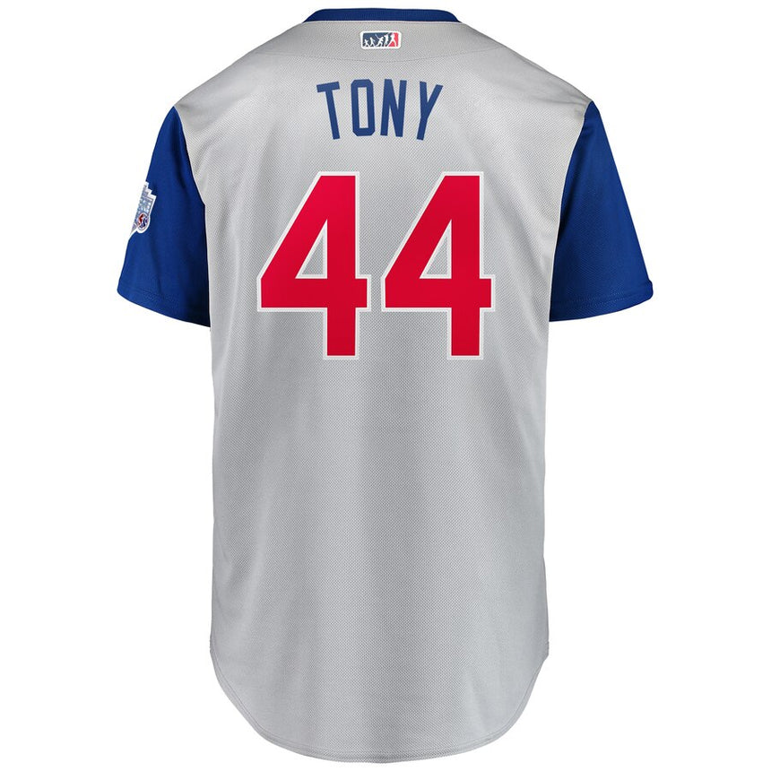 Men's Chicago Cubs Anthony Rizzo Tony Majestic Gray 2019 MLB Little League Classic Replica Player Jersey - vstockx