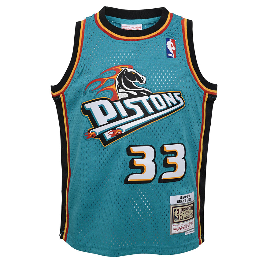 Youth Detroit Pistons Grant Hill Mitchell & Ness Teal 1998-99 Hardwood Classics Swingman Jersey - vstockx